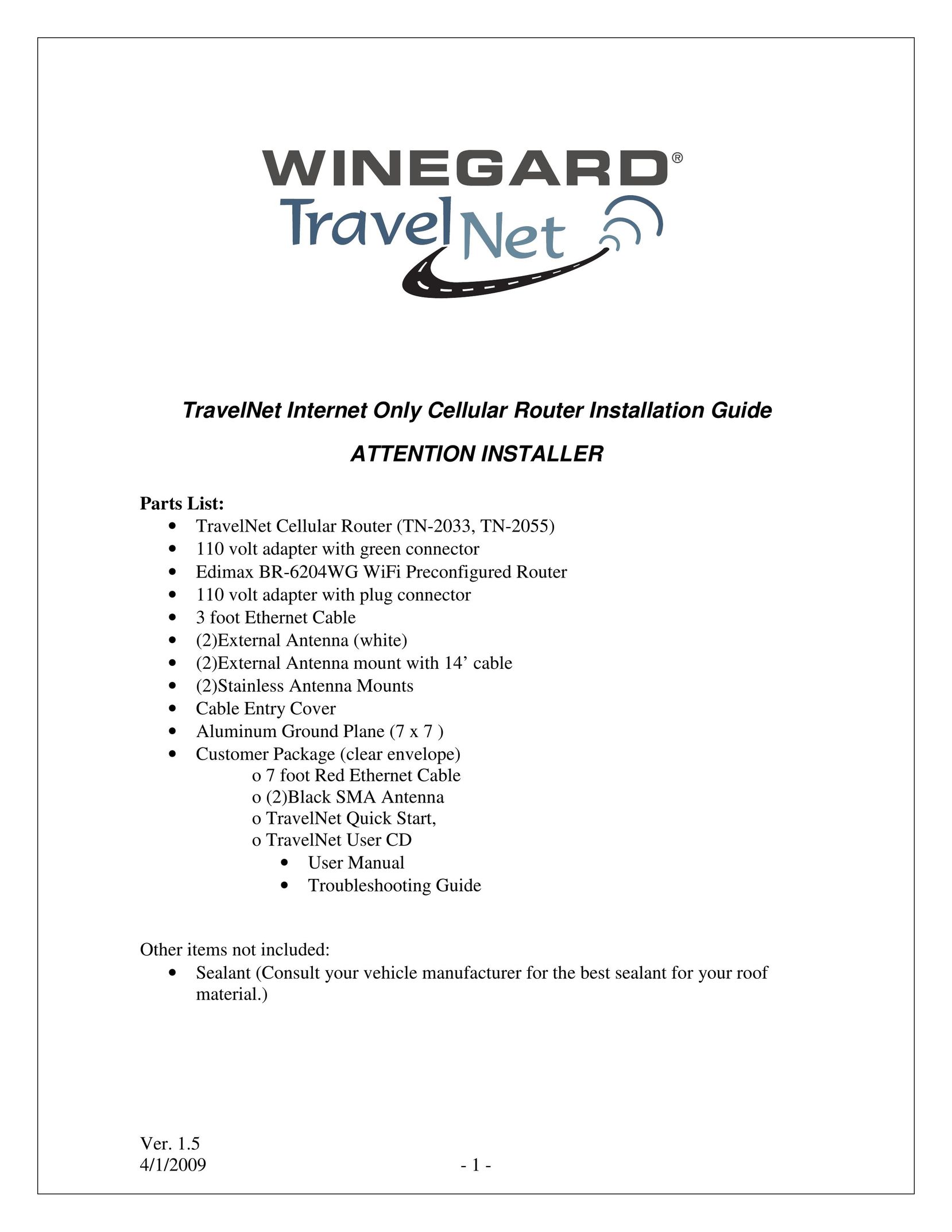 Winegard TN-2033 Network Router User Manual