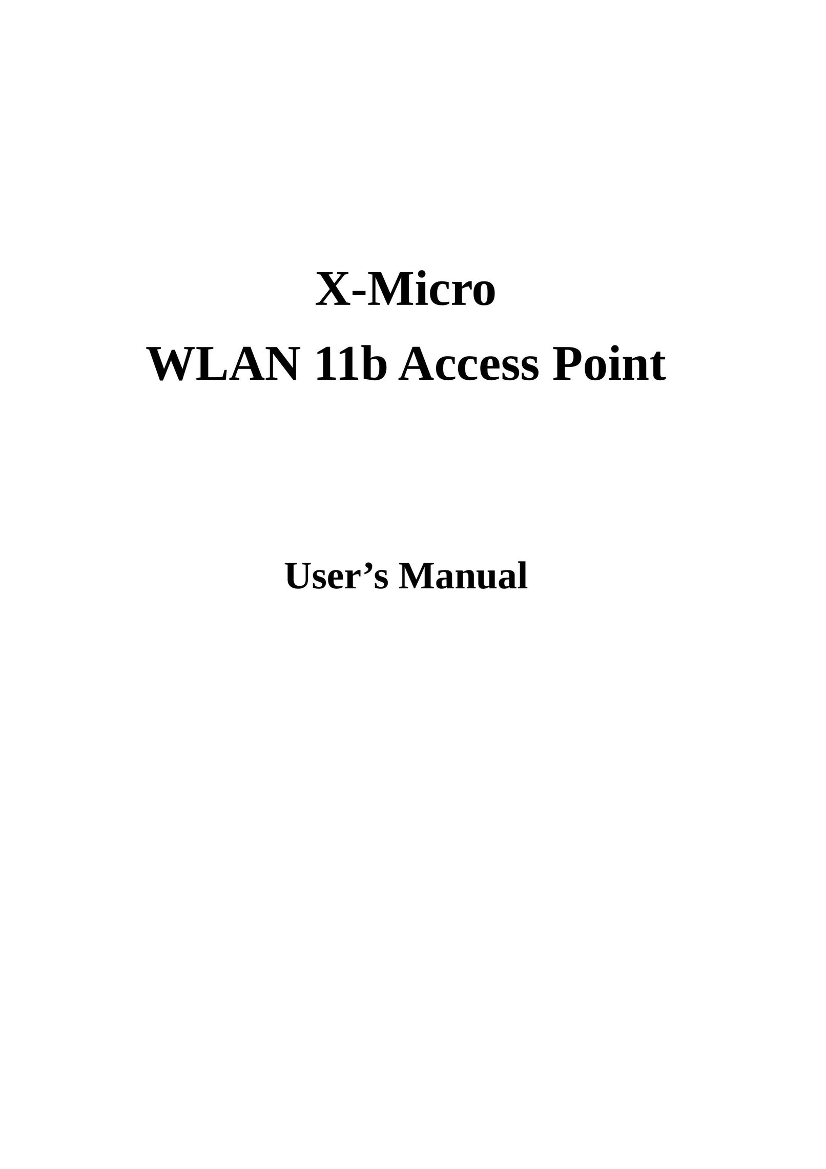 X-Micro Tech. WLAN 11b Access Point Network Router User Manual