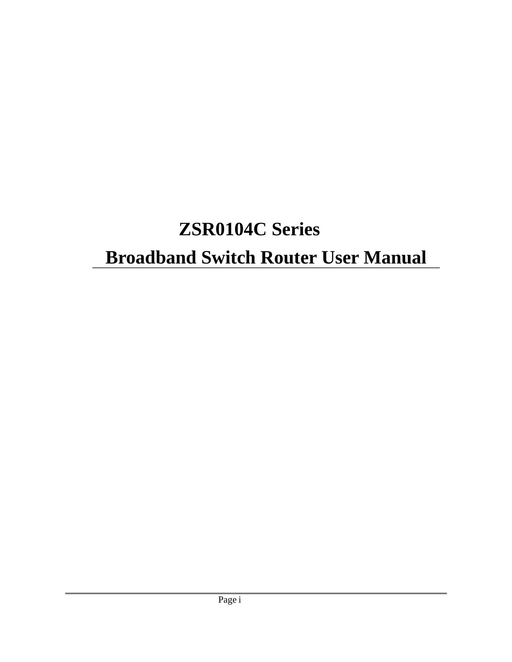 Zonet Technology ZSR0104C Series Network Router User Manual
