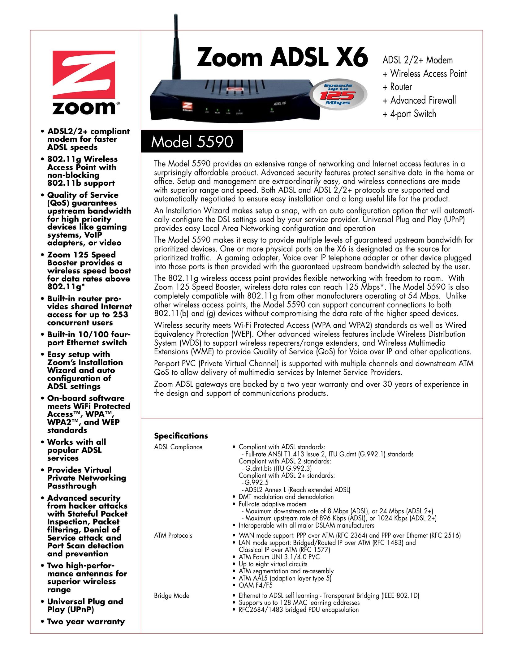 Zoom 5590 Network Router User Manual