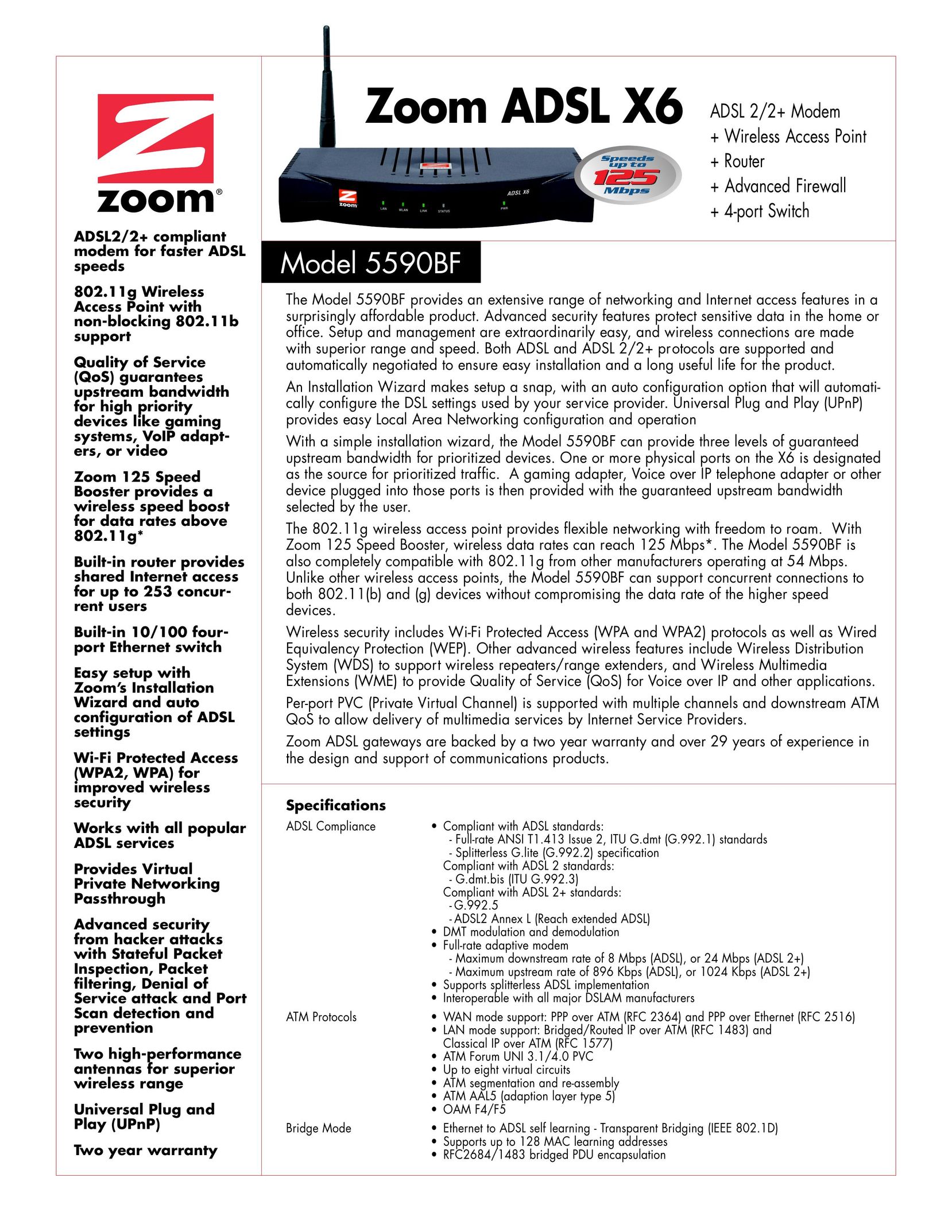 Zoom 5590BF Network Router User Manual