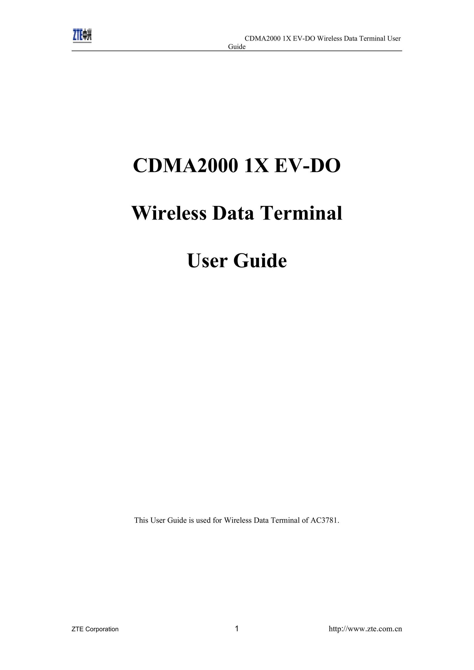 ZTE CDMA2000 1X EV-DO Network Router User Manual