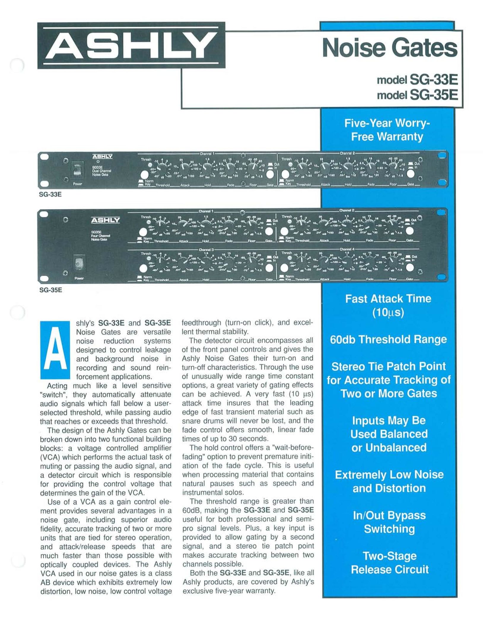 Ashly SG-33E Noise Reduction Machine User Manual