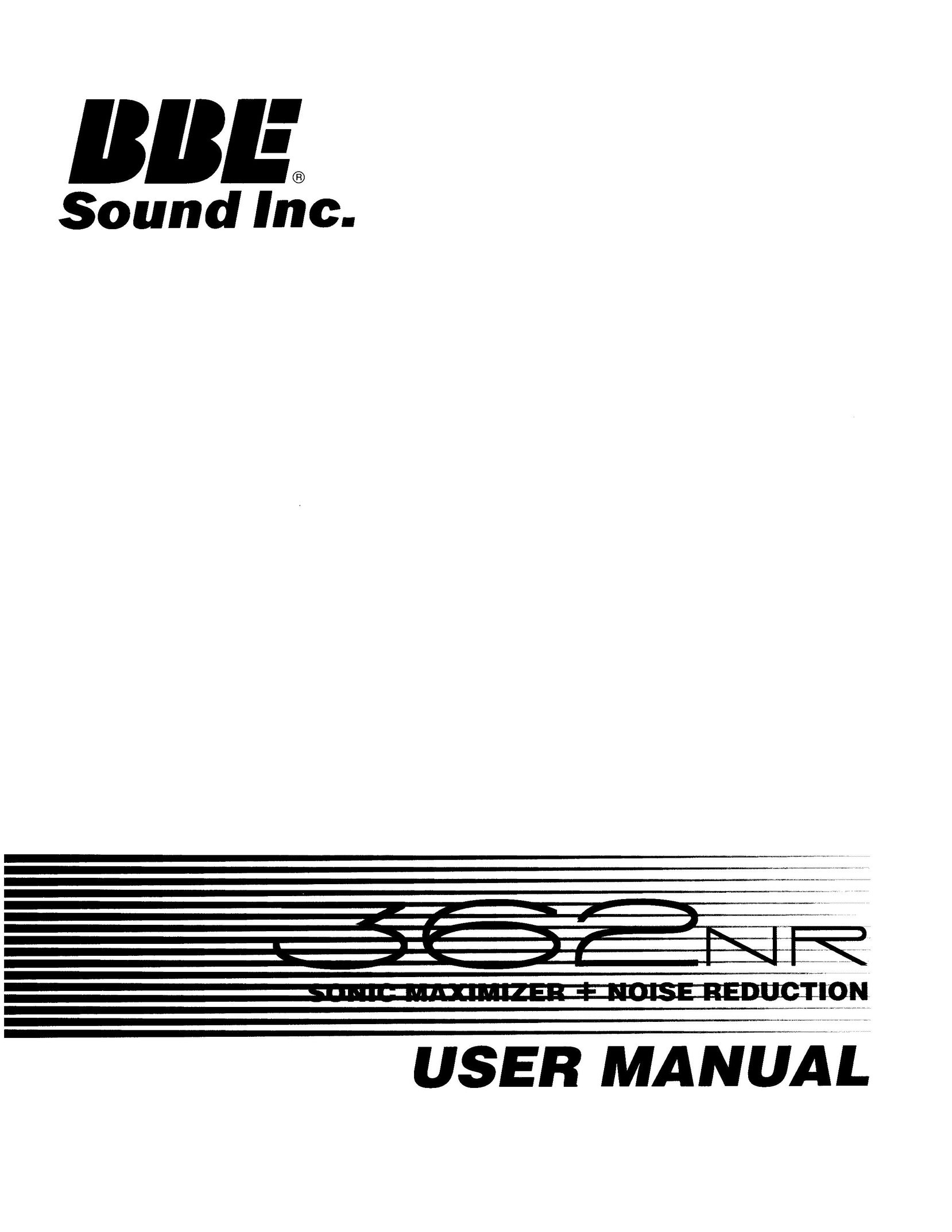 BBE 362NR Noise Reduction Machine User Manual