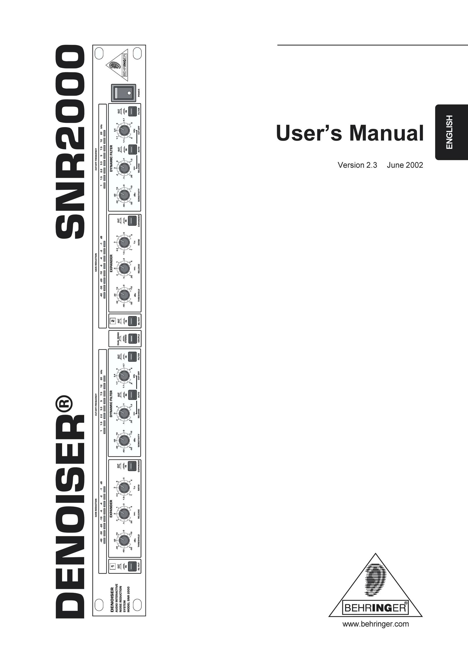 Behringer SNR2000 Noise Reduction Machine User Manual