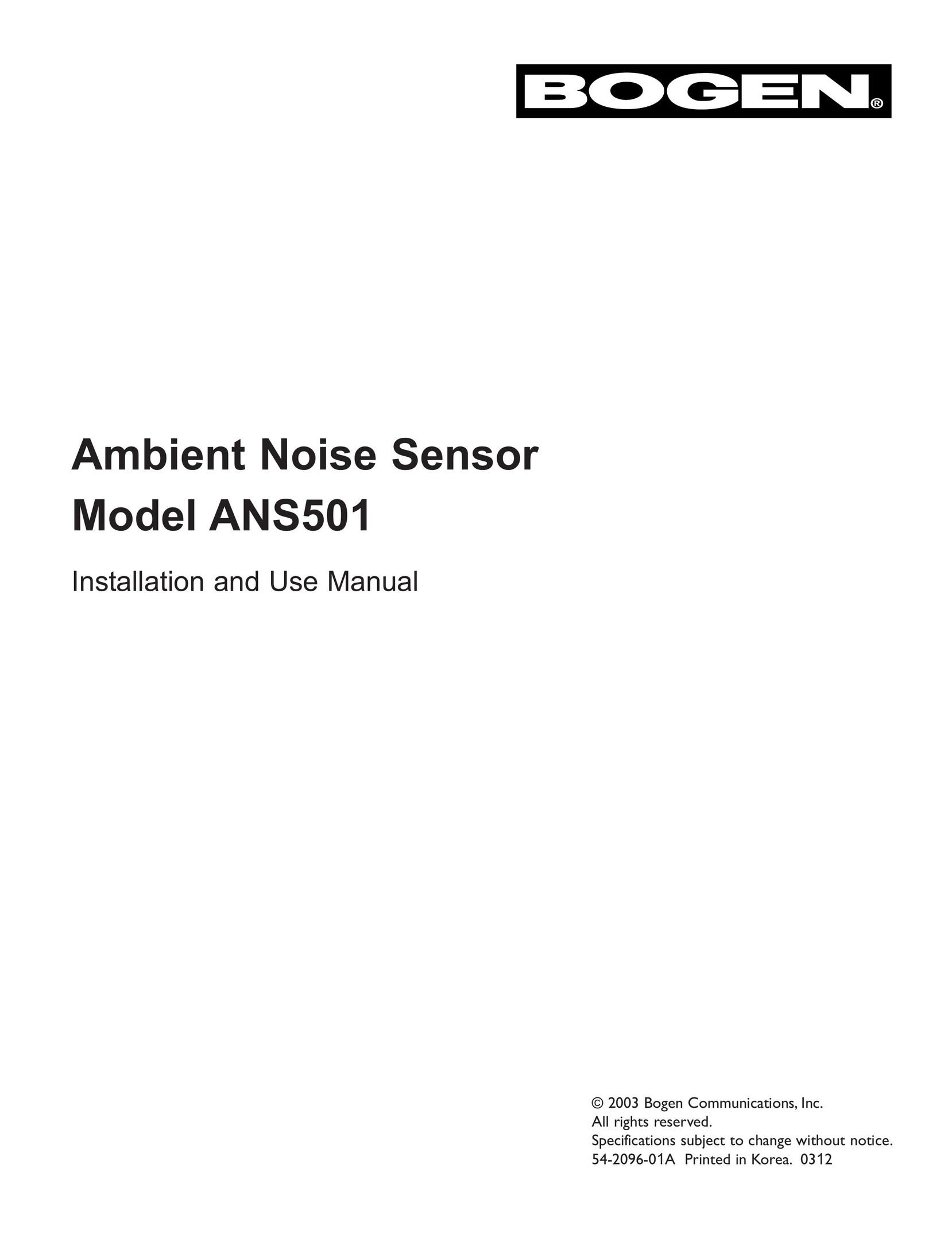Bogen ANS501 Noise Reduction Machine User Manual