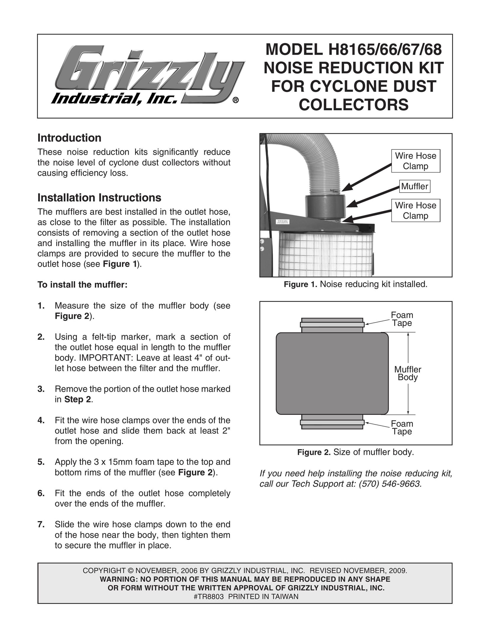 Grizzly TR8803 Noise Reduction Machine User Manual