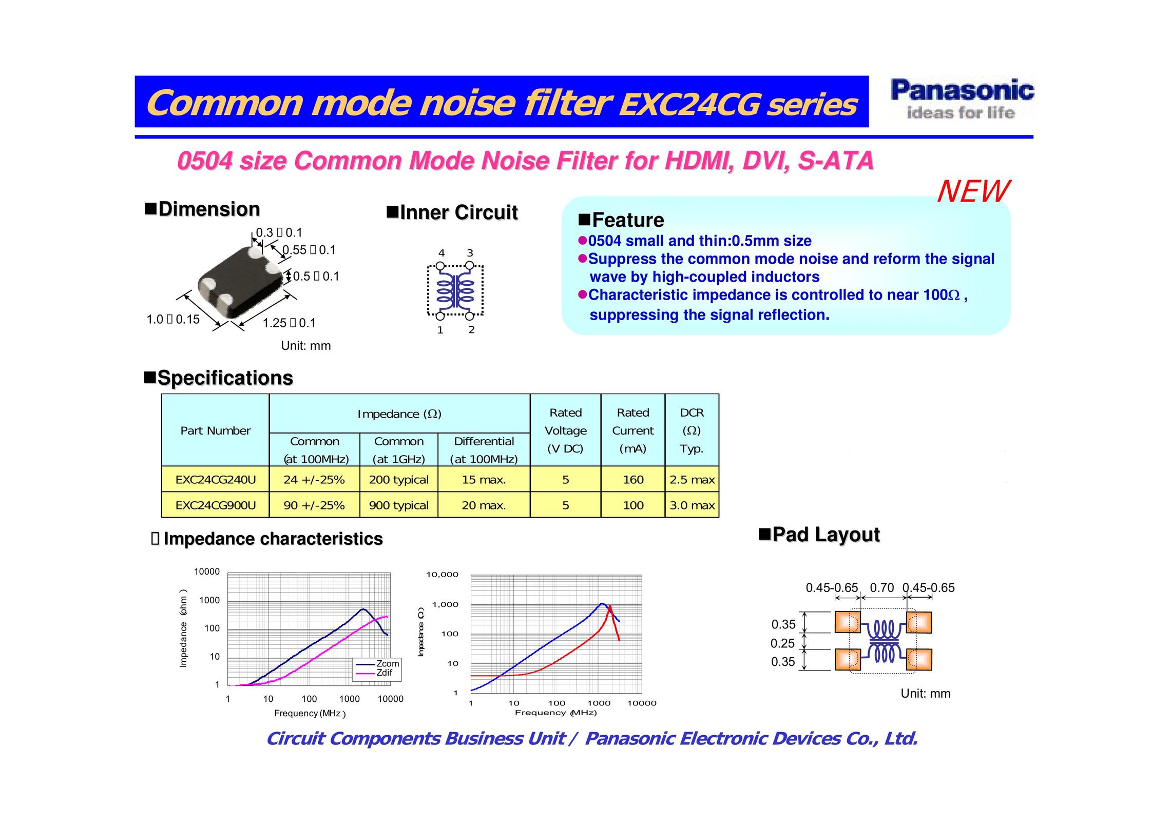 Panasonic EXC24CG series Noise Reduction Machine User Manual