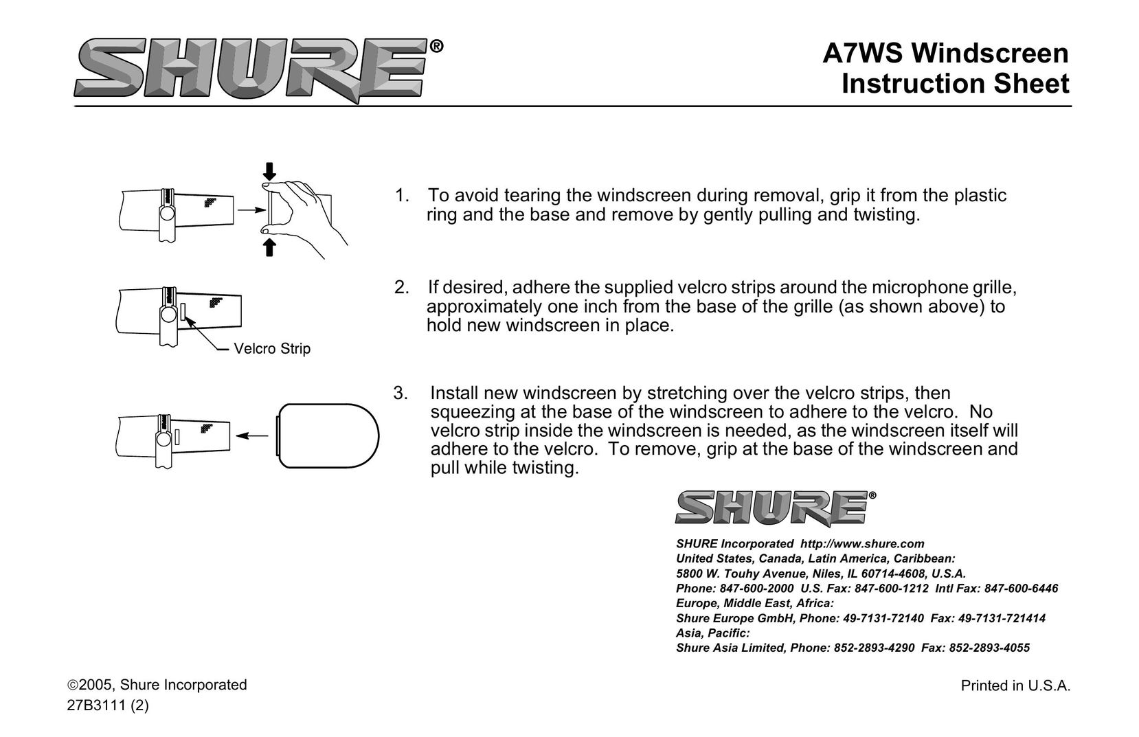 Shure A7WS Noise Reduction Machine User Manual