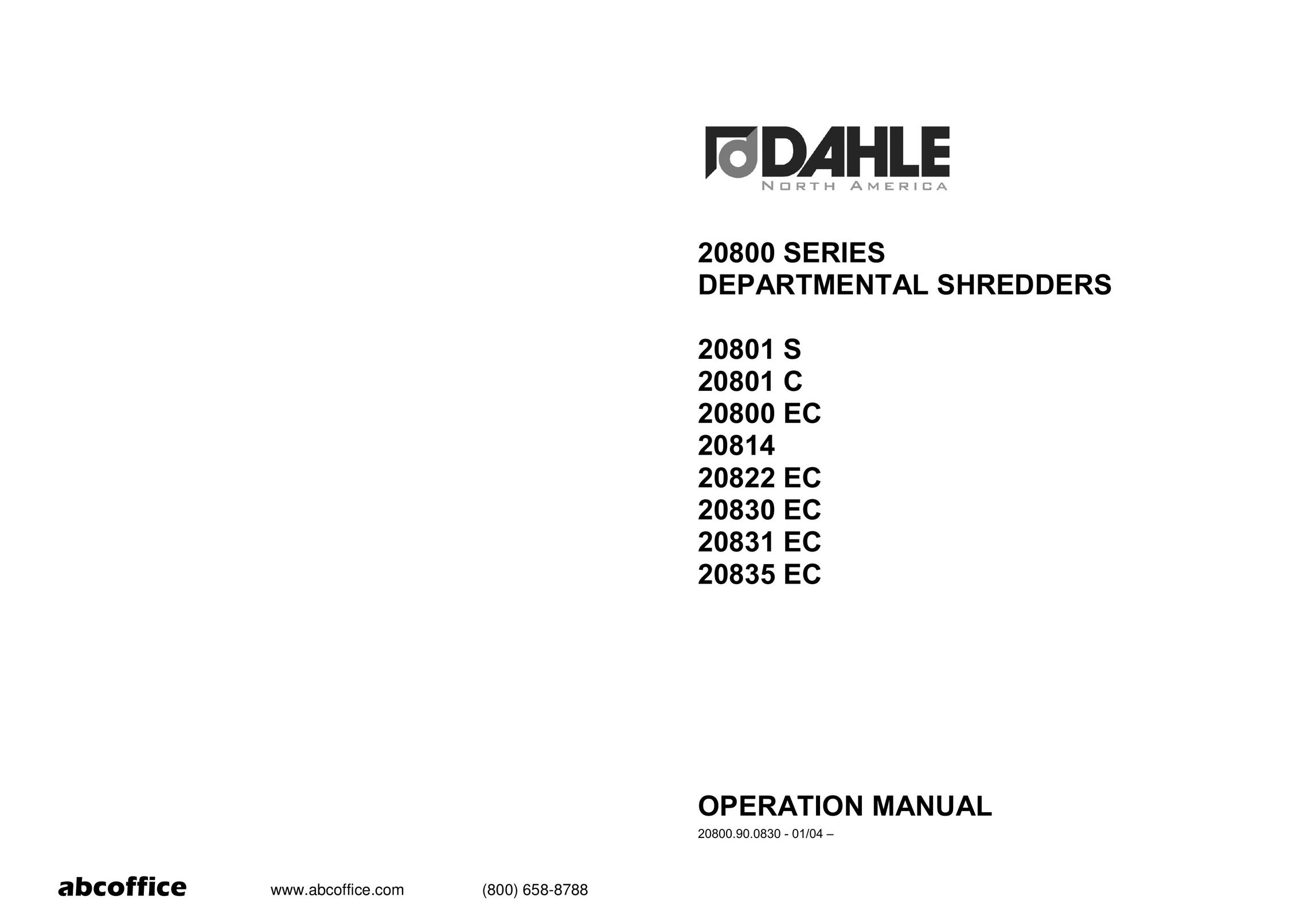 ABC Office 20800 SERIES Paper Shredder User Manual