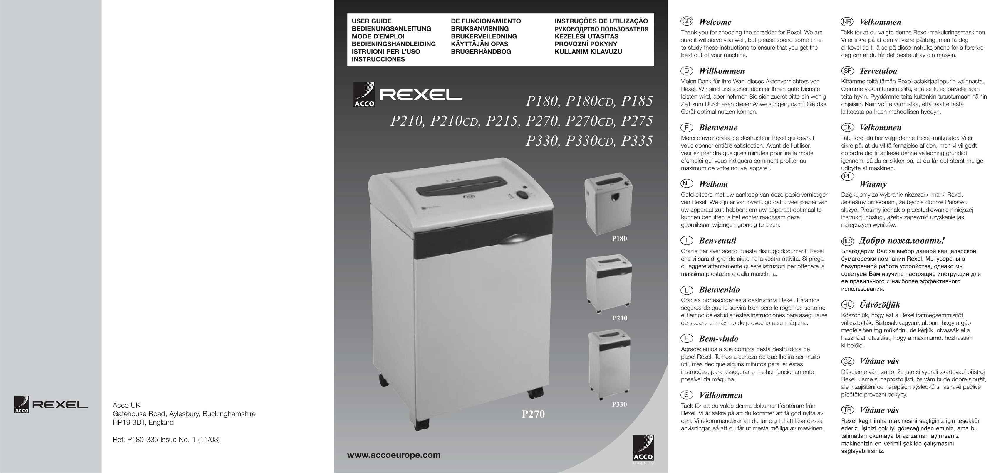 ACCO Brands P180CD Paper Shredder User Manual