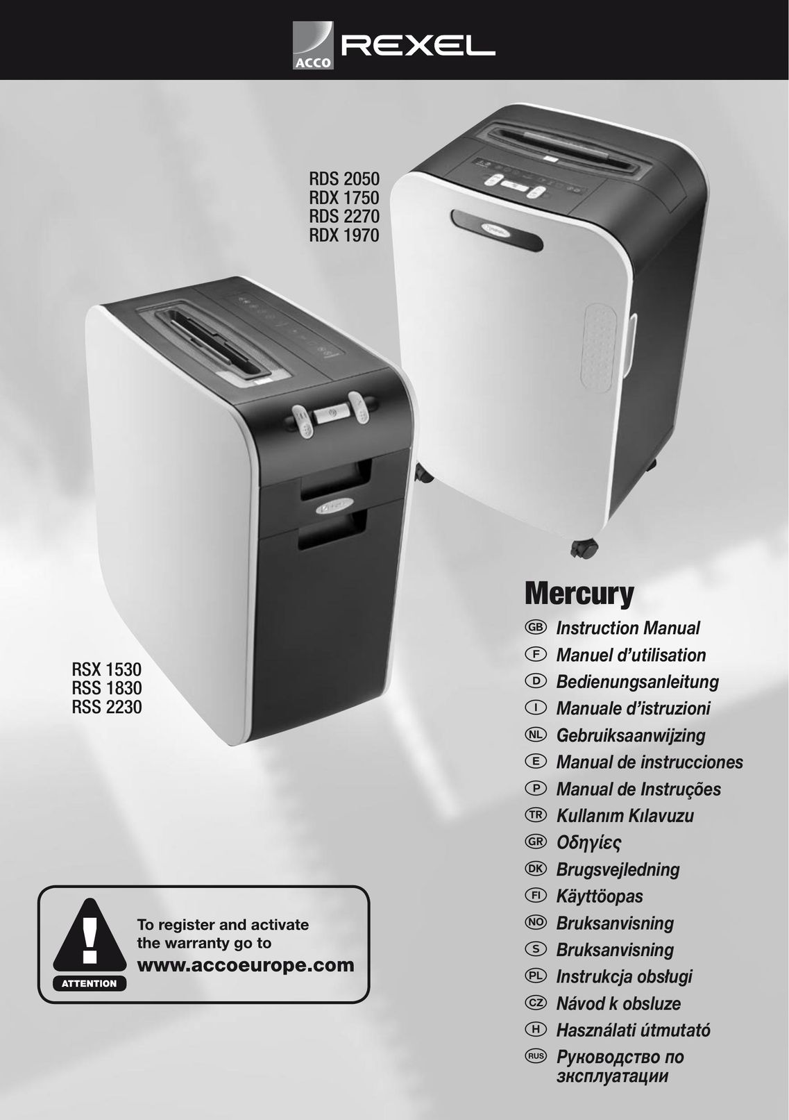 ACCO Brands RSX 1530 Paper Shredder User Manual