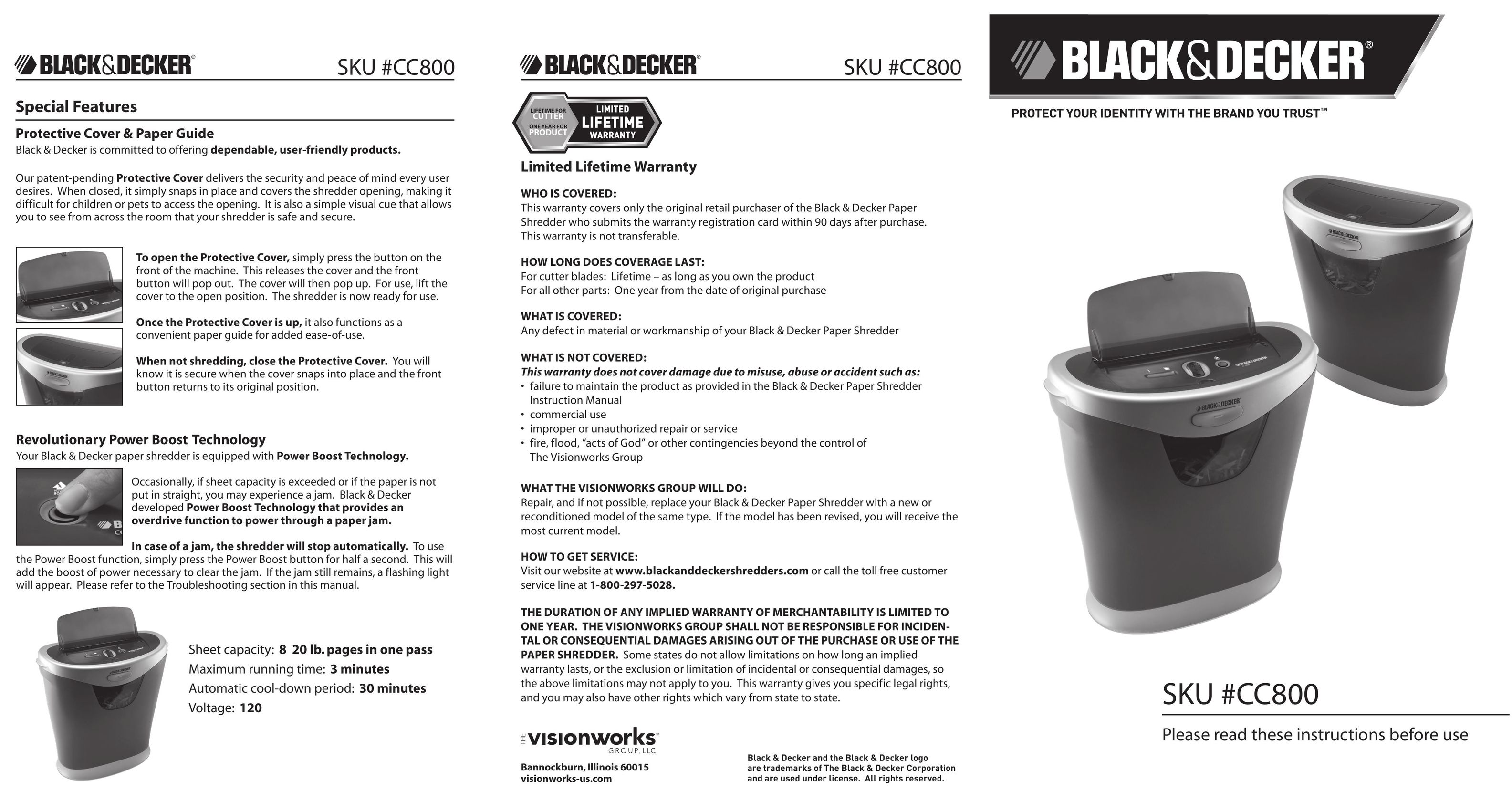 Black & Decker cc800 Paper Shredder User Manual