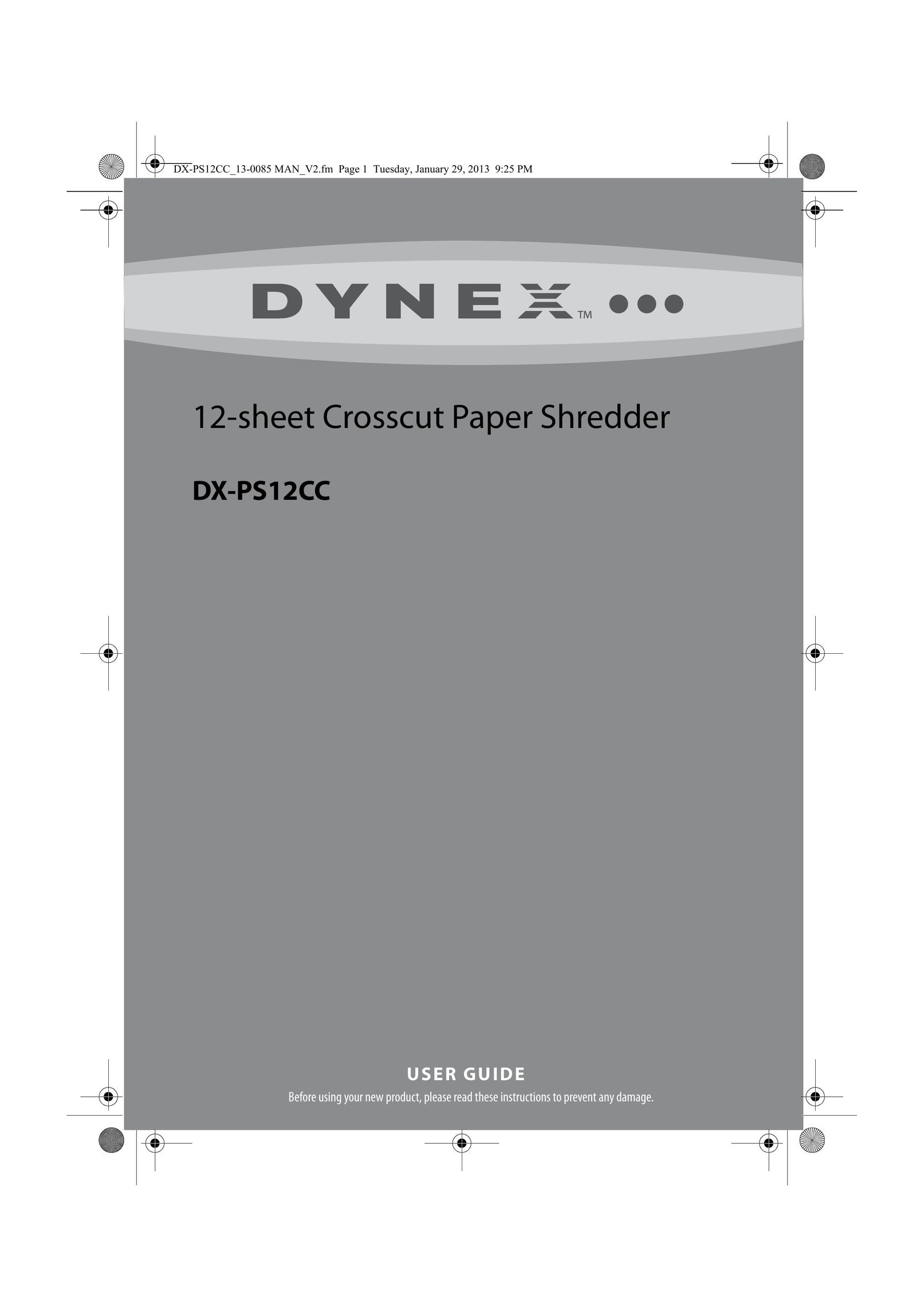 Dynex DX-PS12CC Paper Shredder User Manual