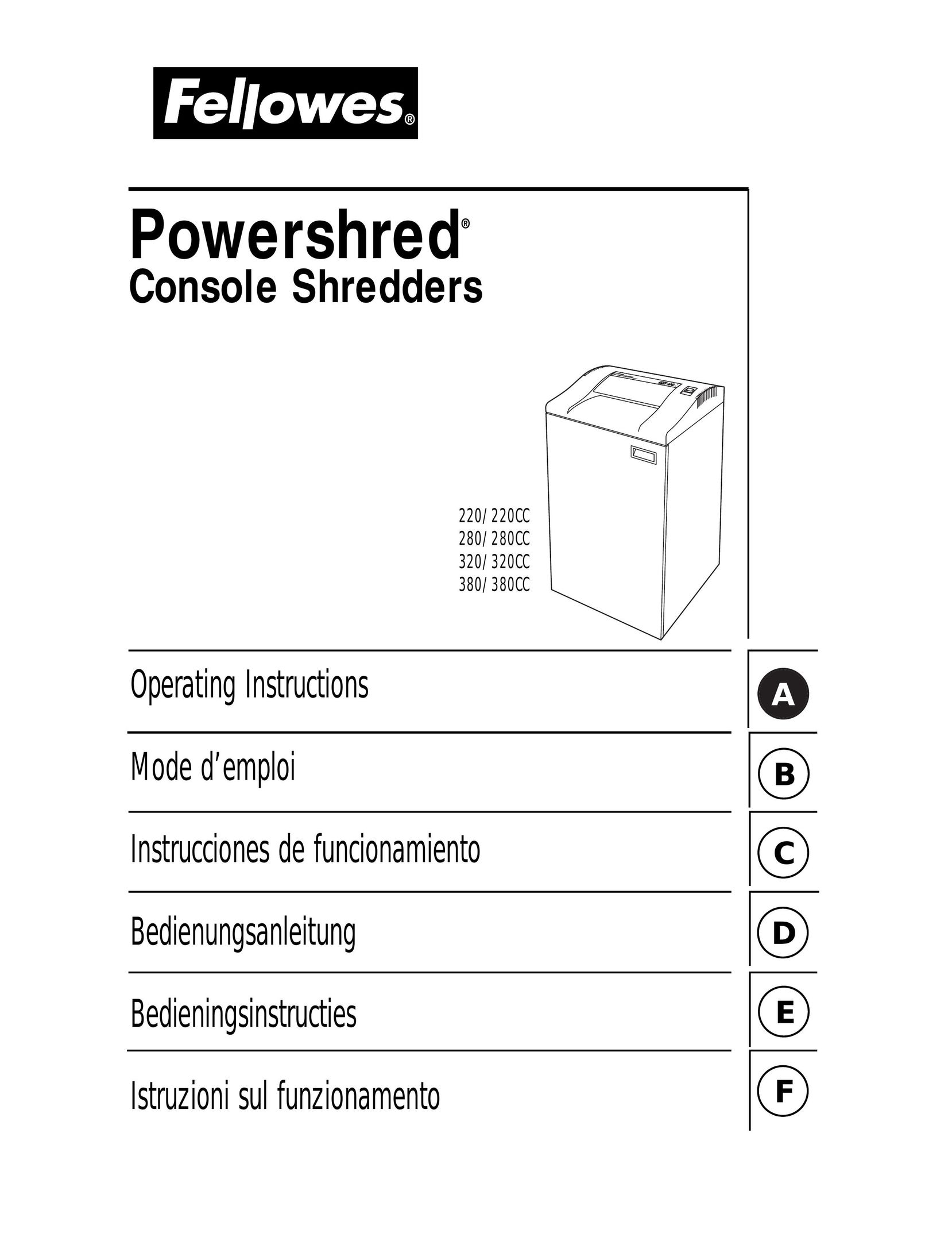 Fellowes 380CC Paper Shredder User Manual