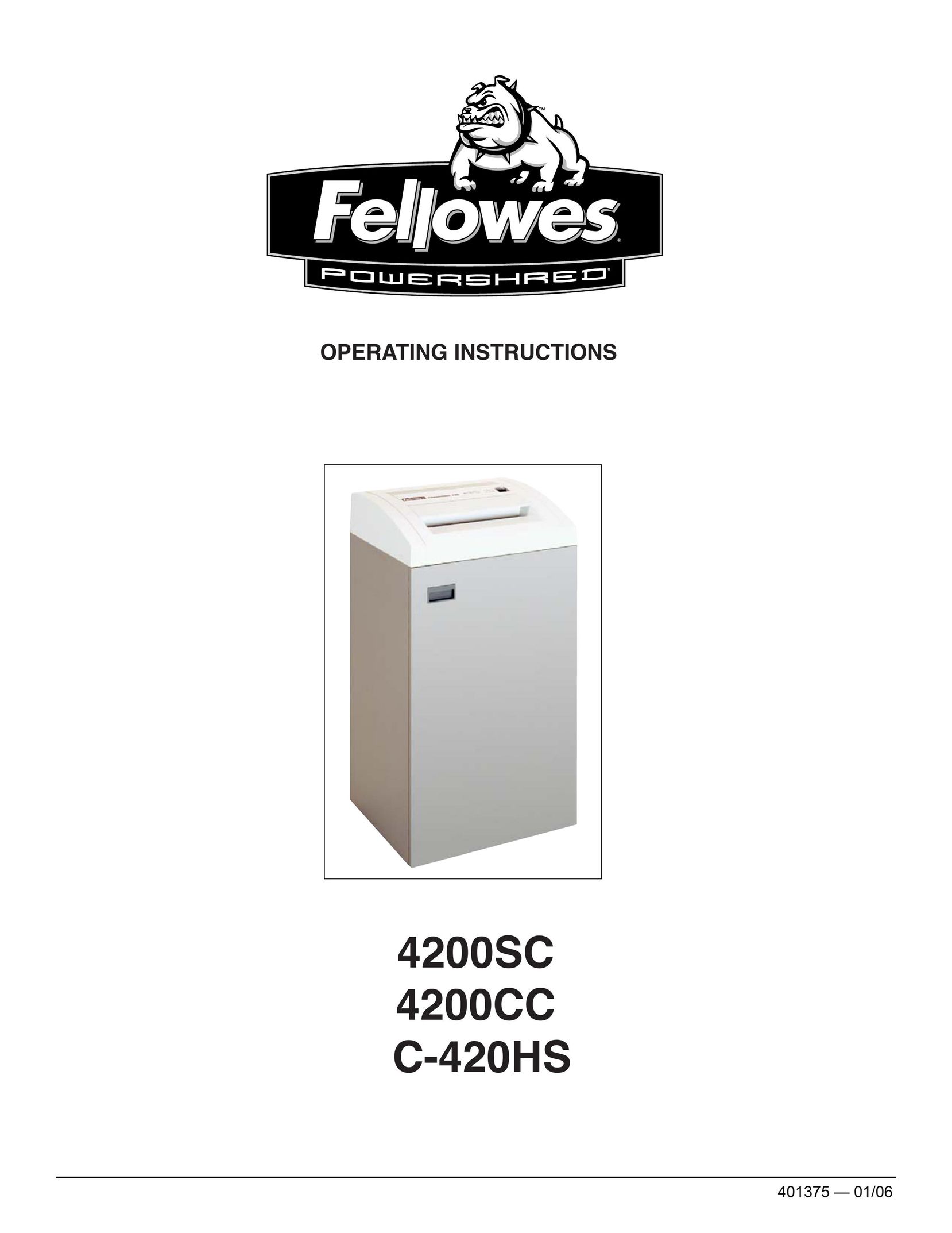 Fellowes 4200CC Paper Shredder User Manual