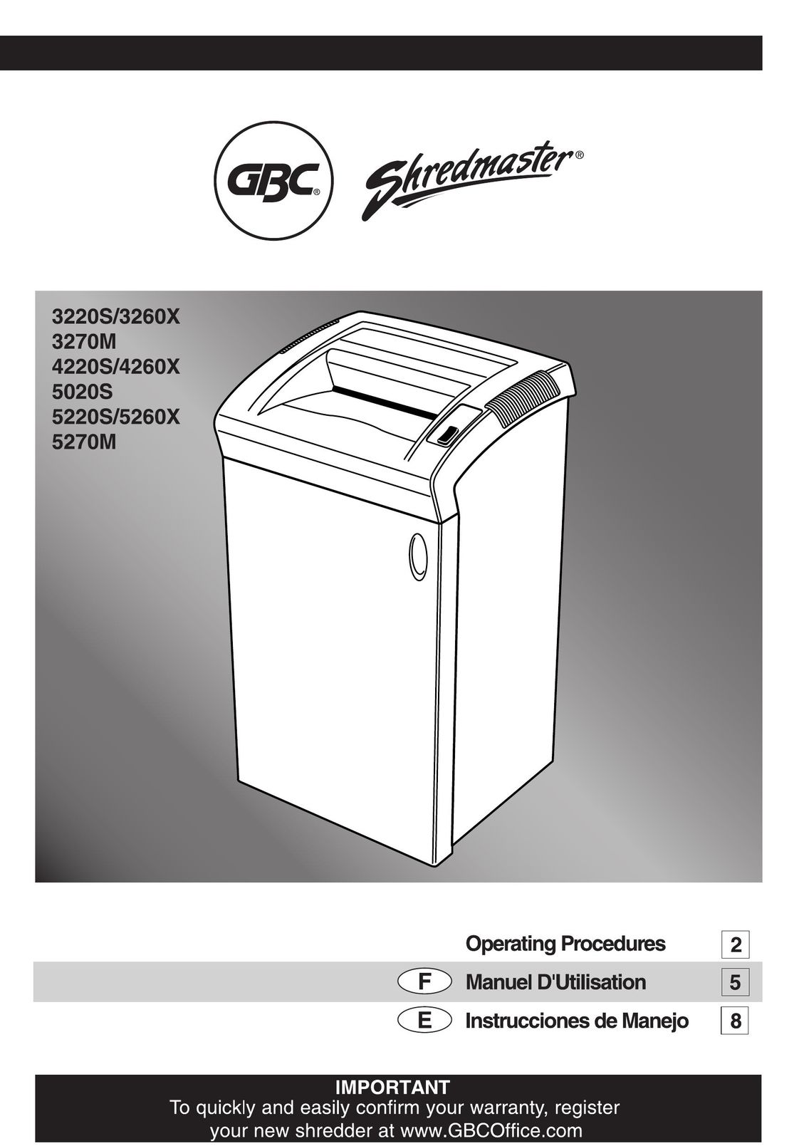 GBC 3260X Paper Shredder User Manual