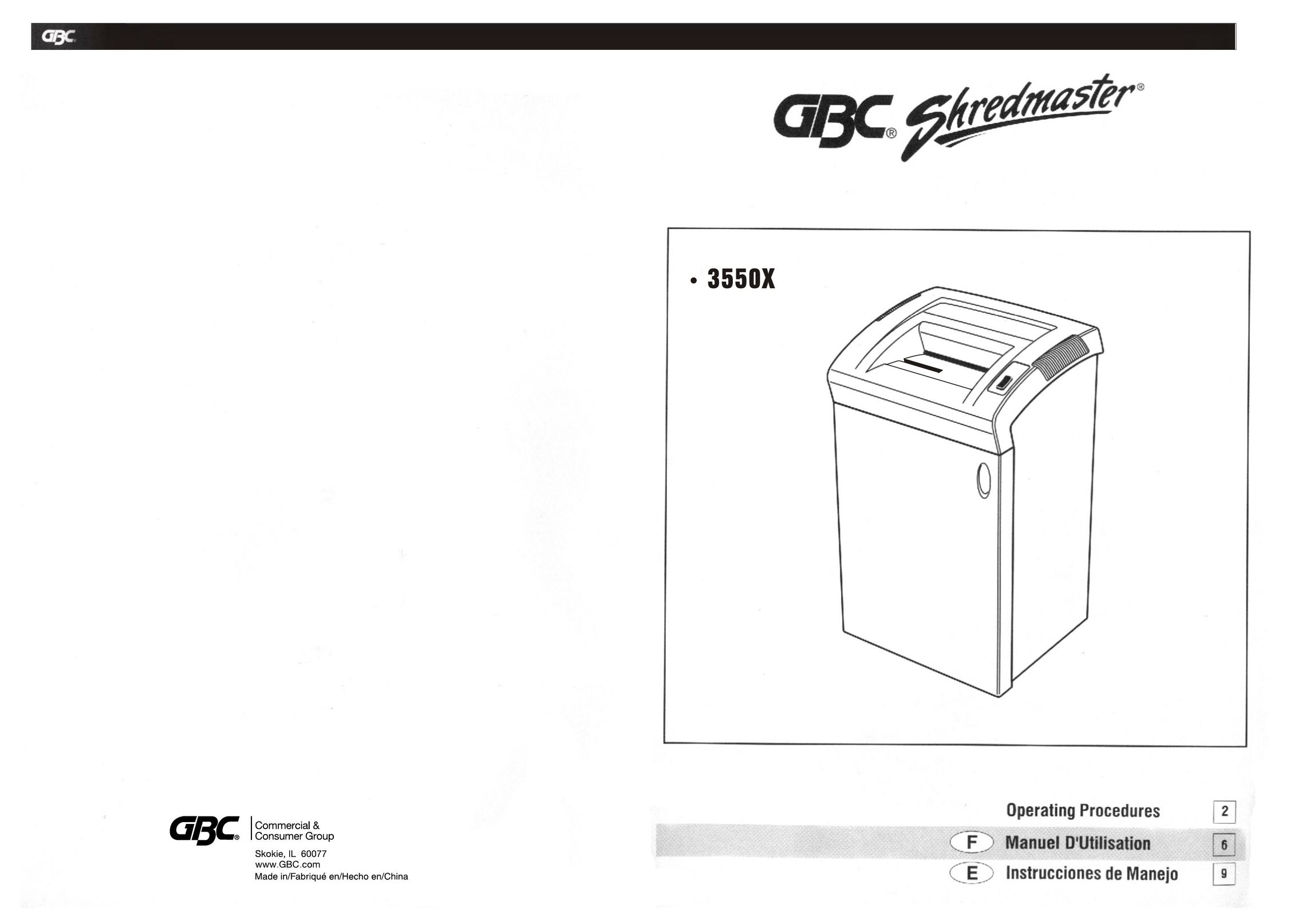 GBC 3550X Paper Shredder User Manual