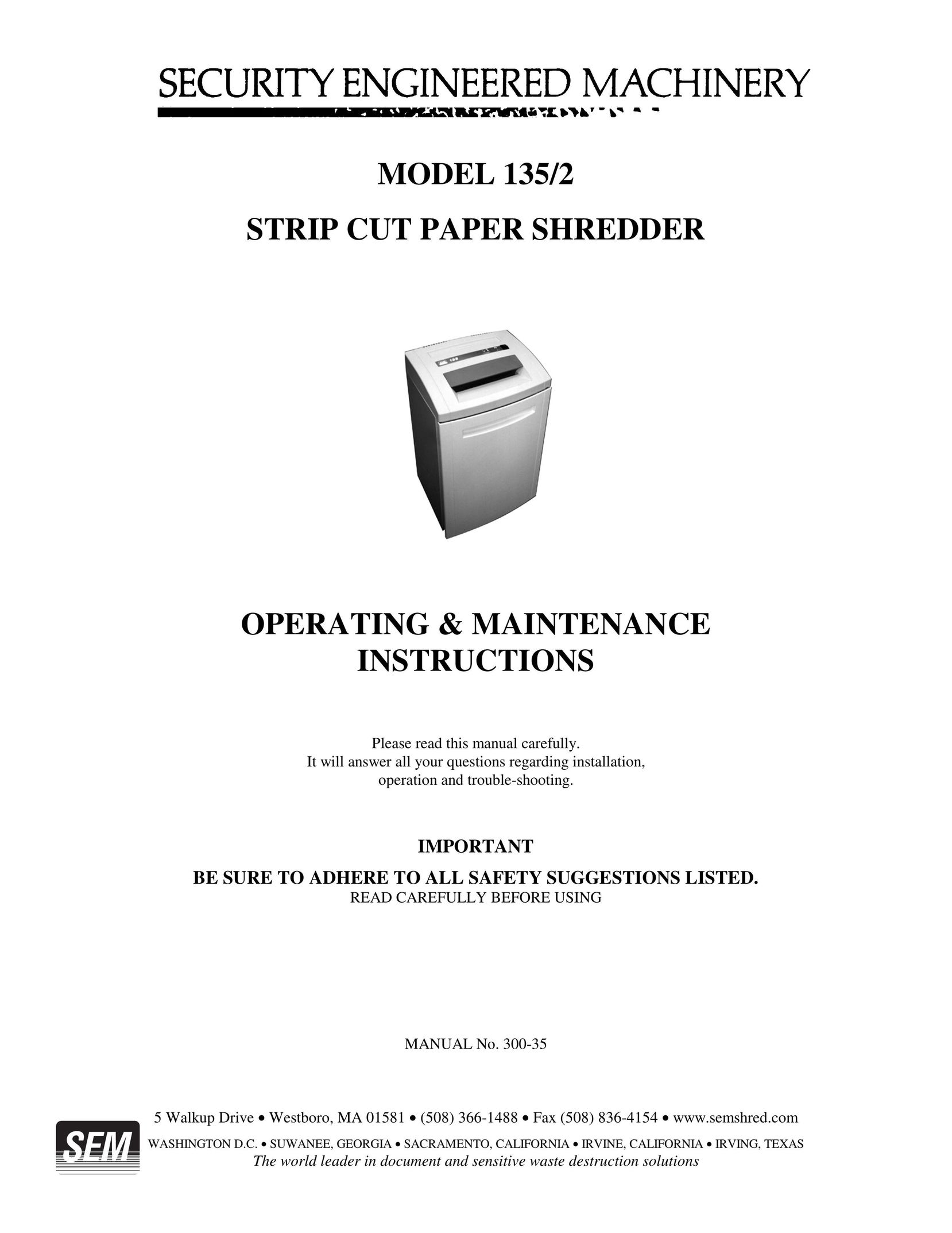 SEM 135/2 Paper Shredder User Manual