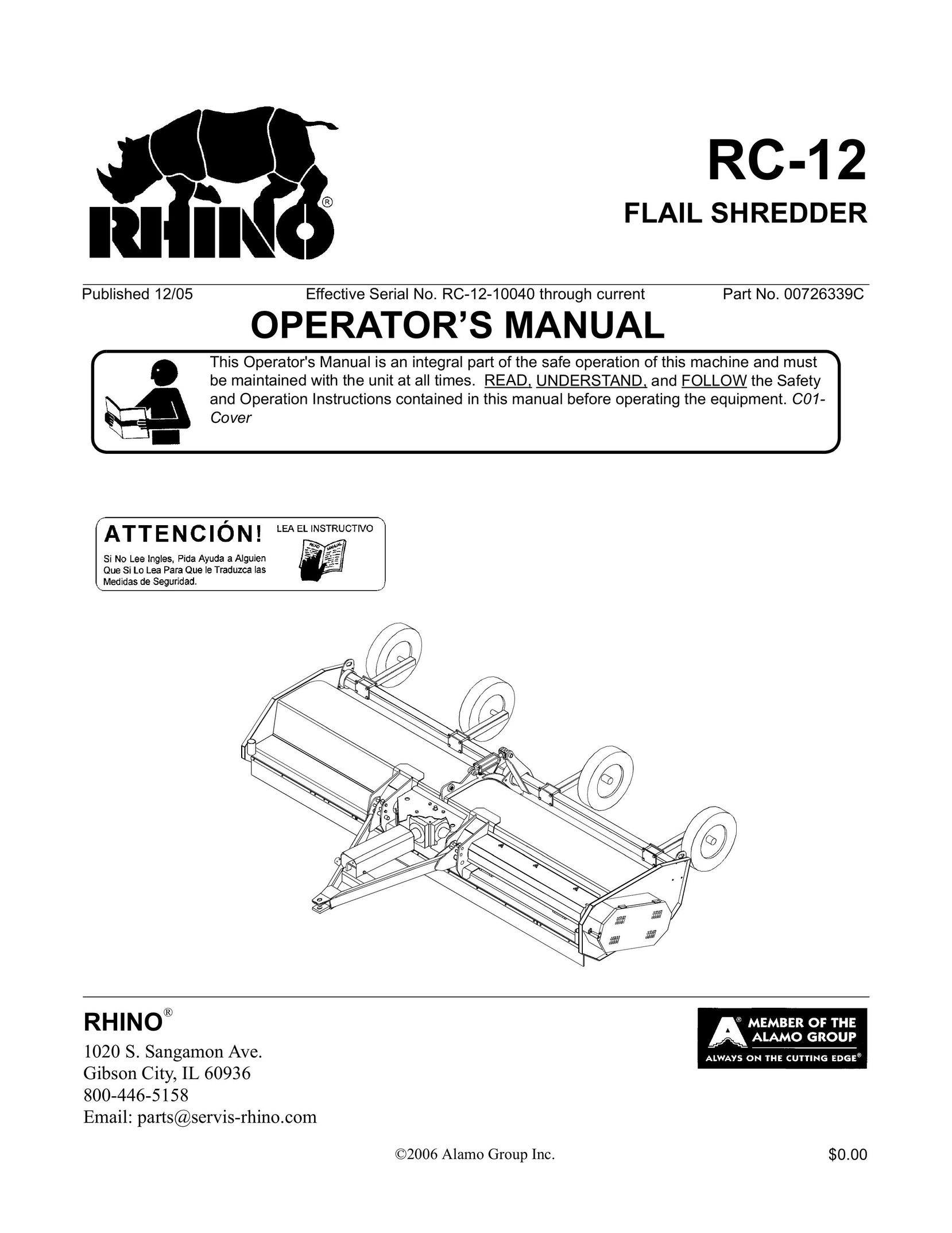 Servis-Rhino RC-12 Paper Shredder User Manual