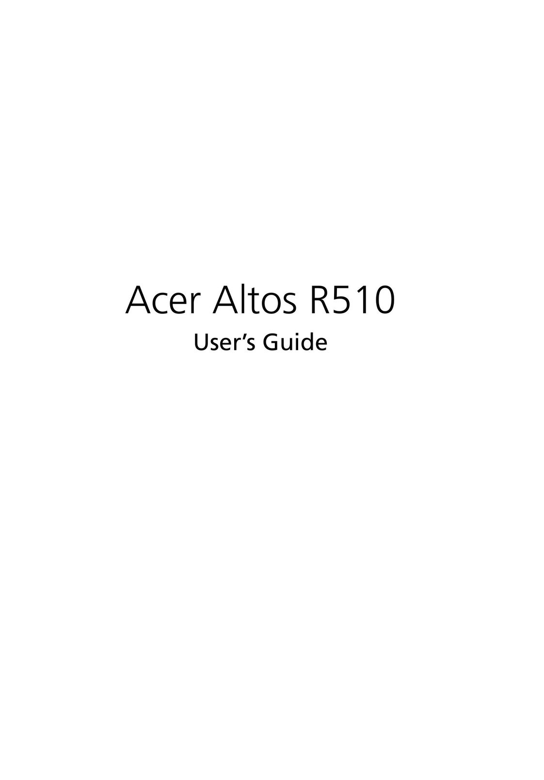 Acer Altos R510 Personal Computer User Manual