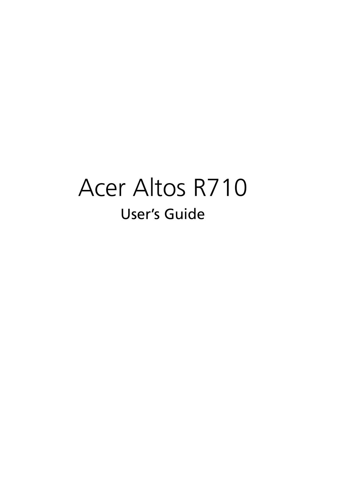 Acer Altos R710 Personal Computer User Manual