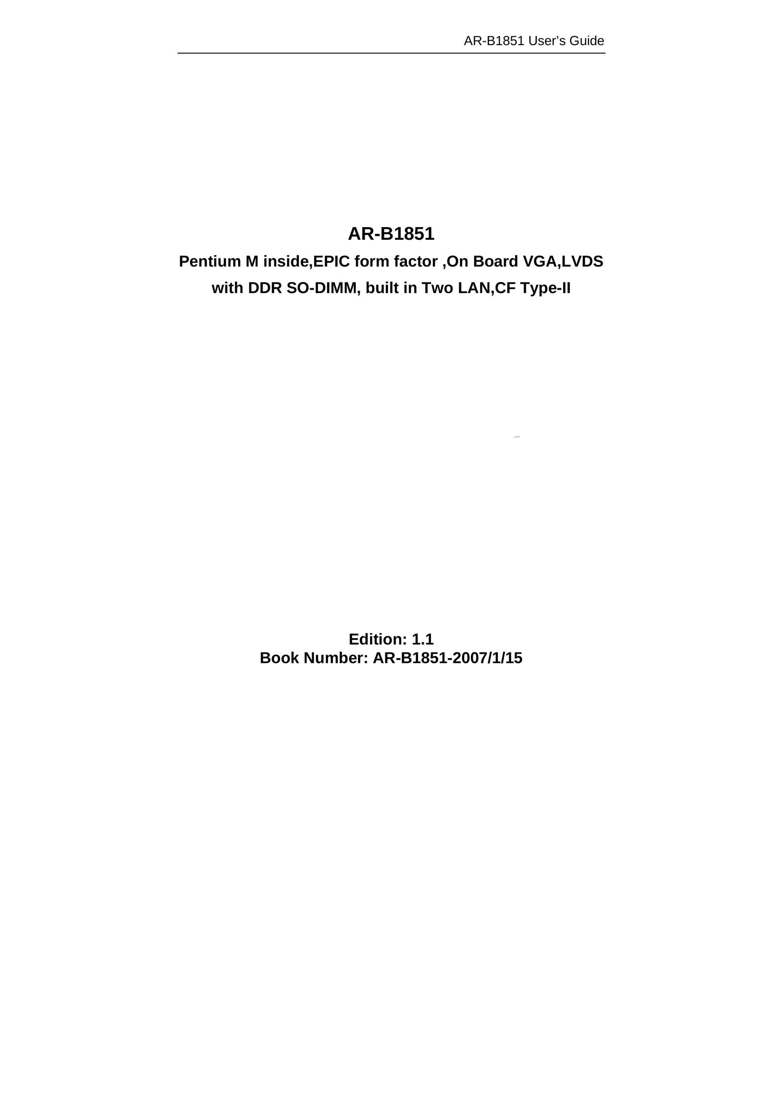 ADS Technologies AR-B1851 Personal Computer User Manual