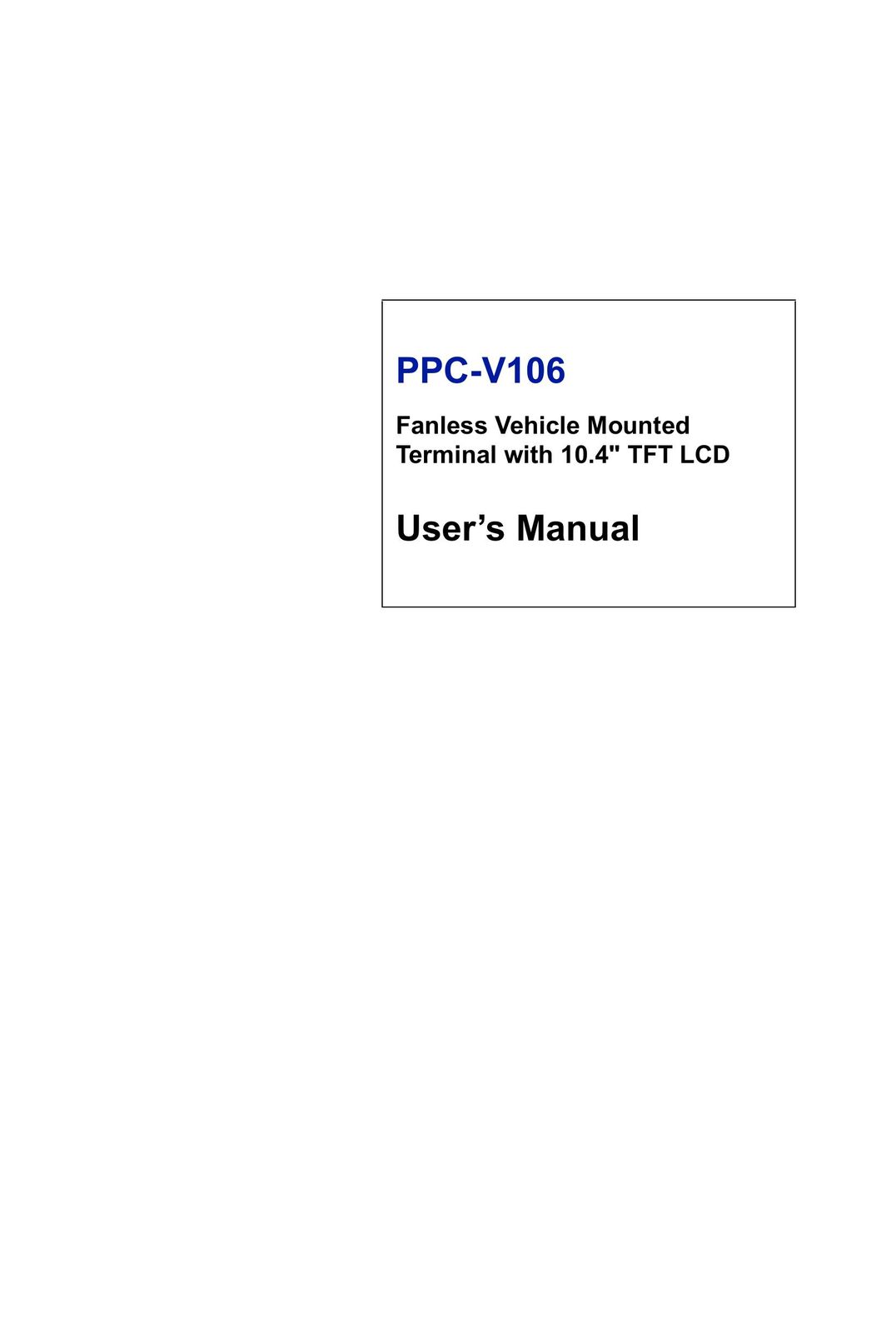 Advantech PPC-V106 Personal Computer User Manual
