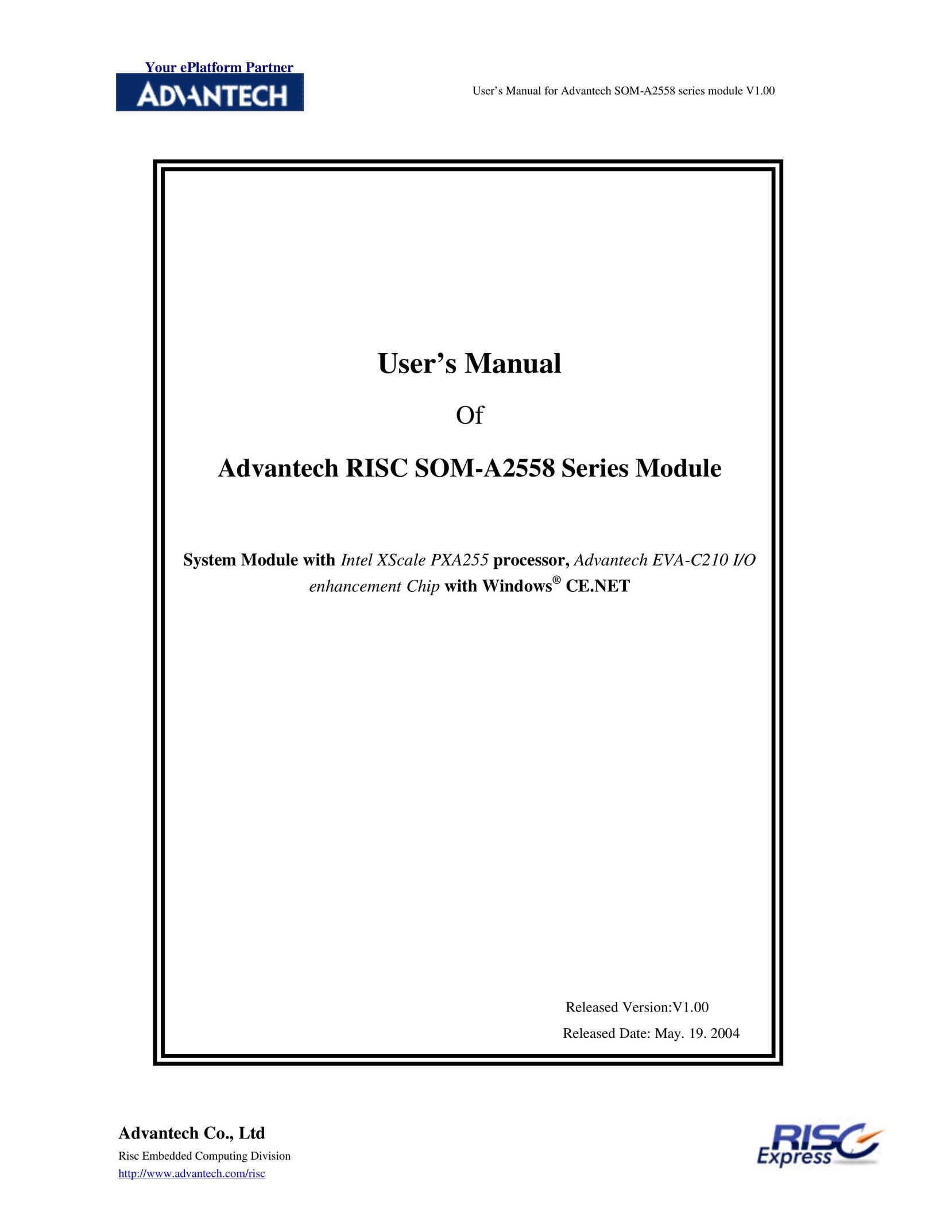Advantech SOM-A2558 Personal Computer User Manual
