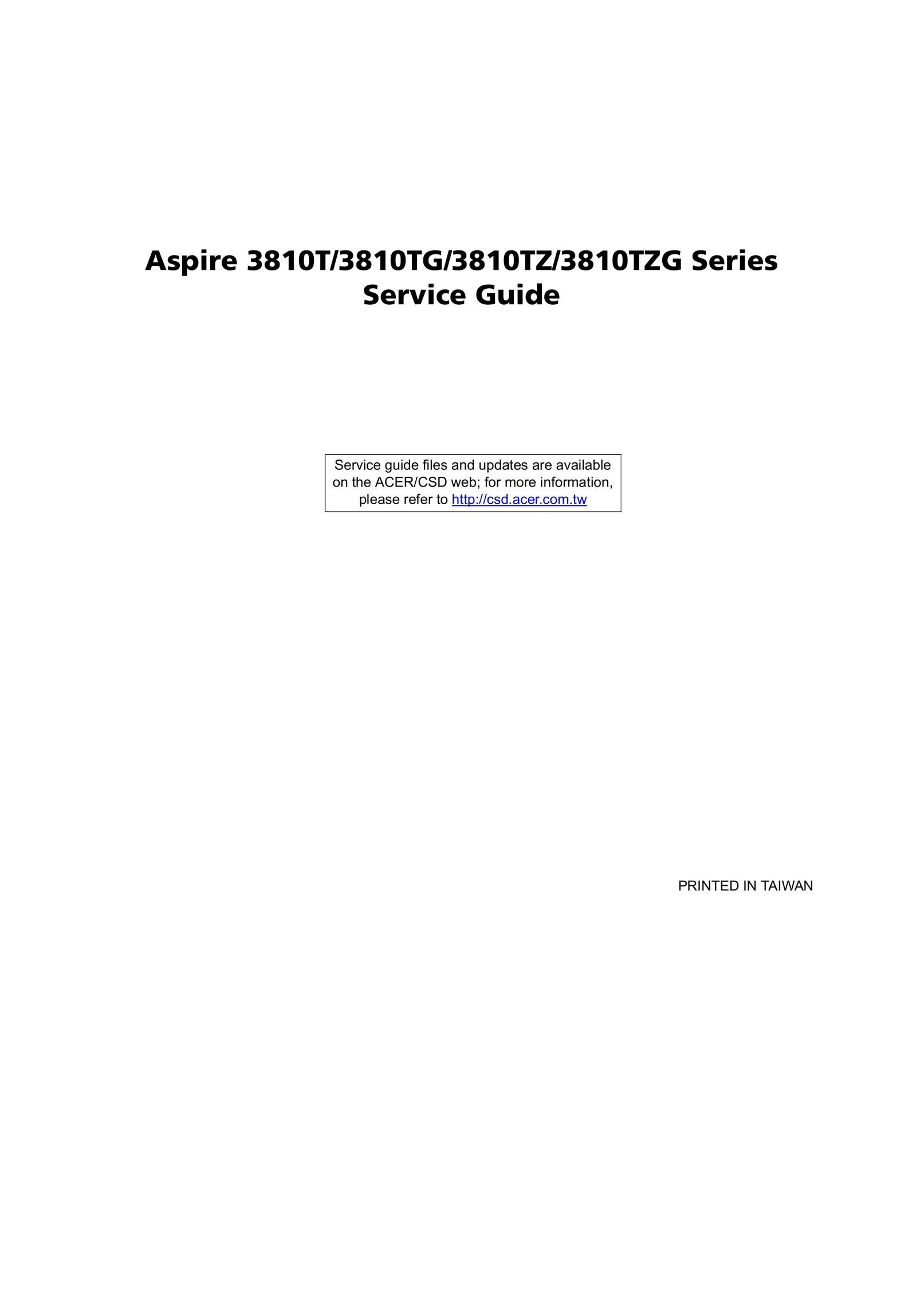 Aspire Digital 3810TZG Personal Computer User Manual