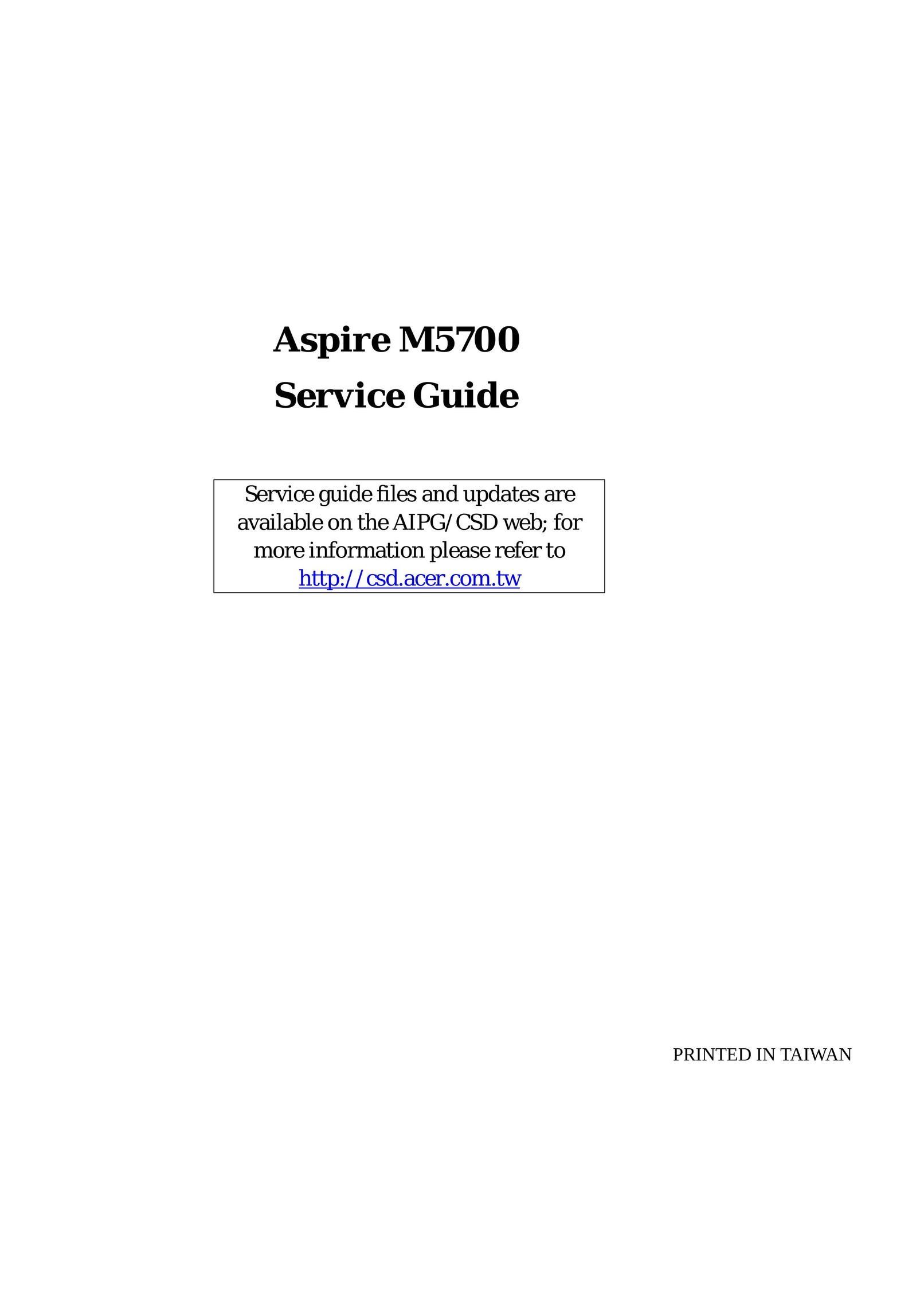 Aspire Digital M 5700 Personal Computer User Manual