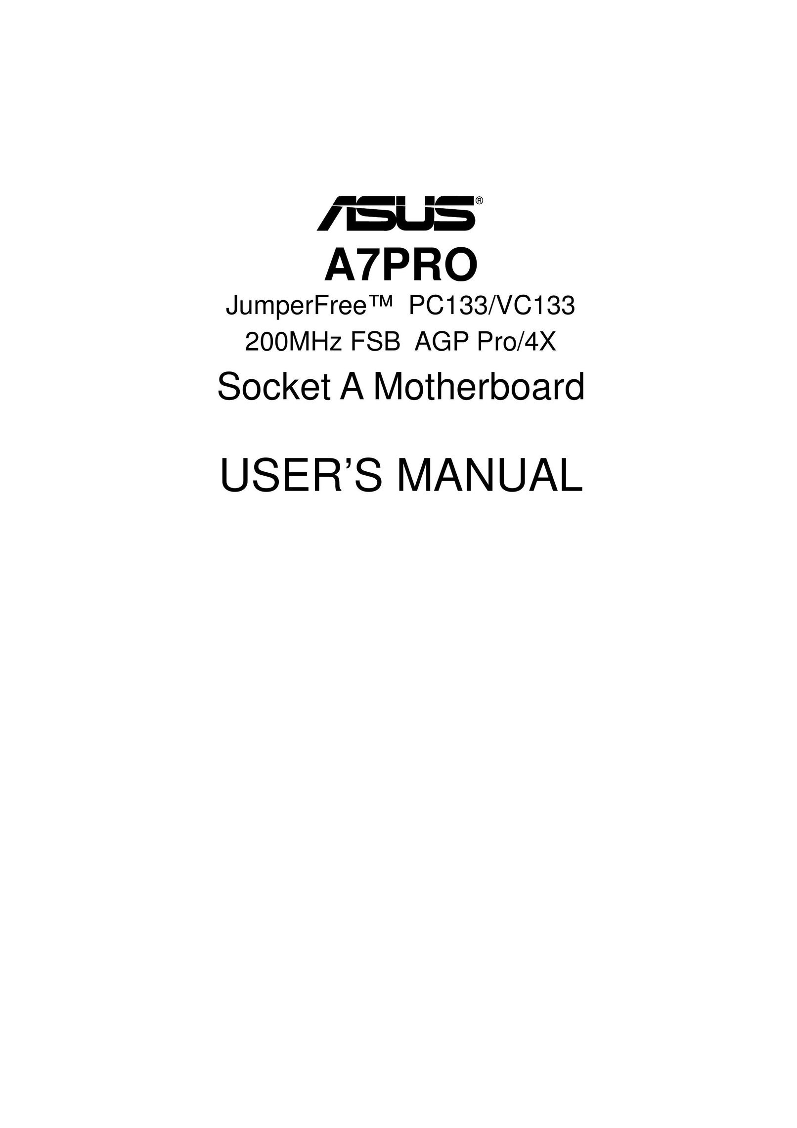 Asus A7Pro Personal Computer User Manual