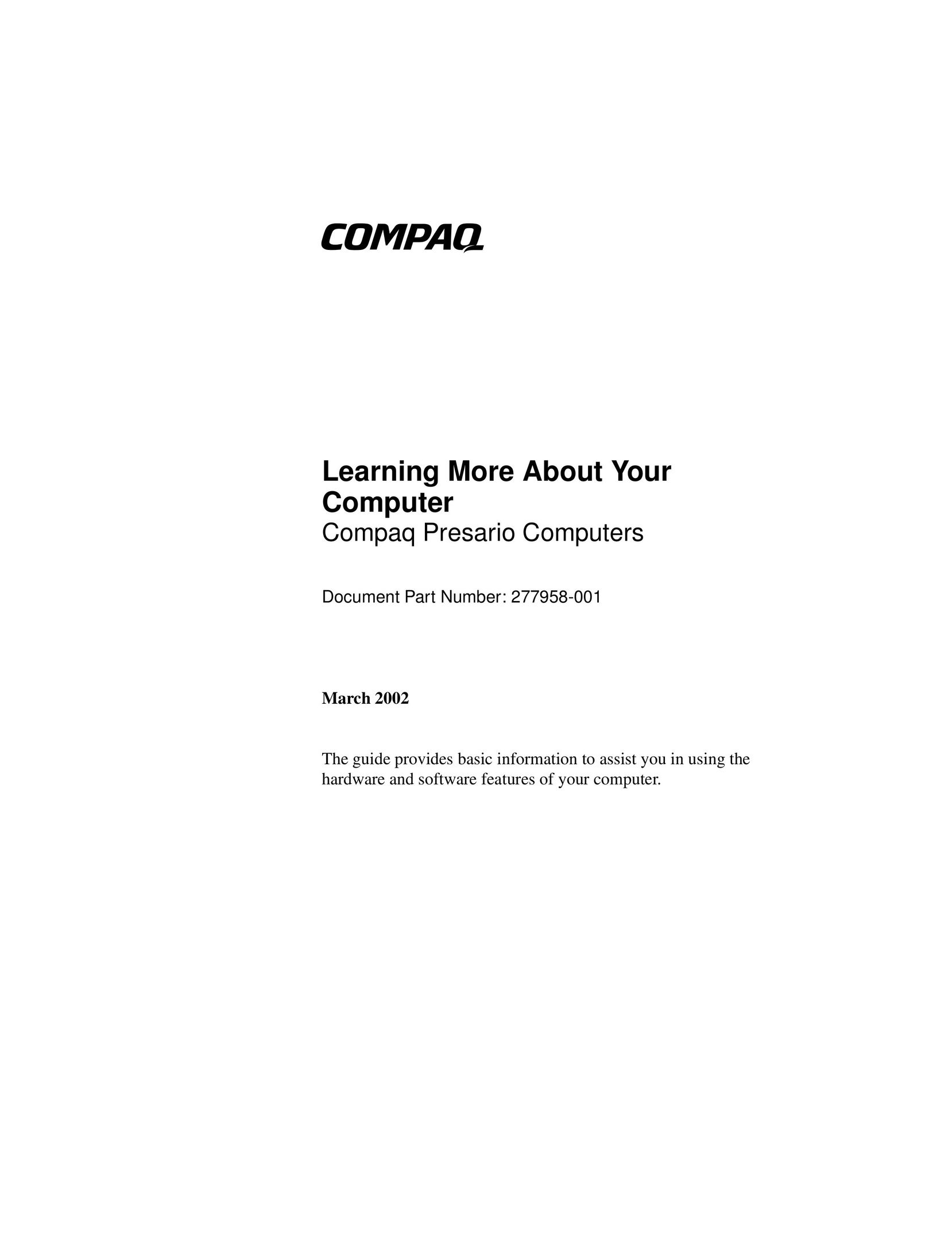 Compaq 277958-001 Personal Computer User Manual