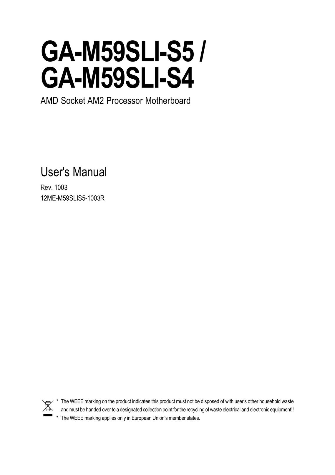 Gigabyte GA-M59SLI-S5 Personal Computer User Manual