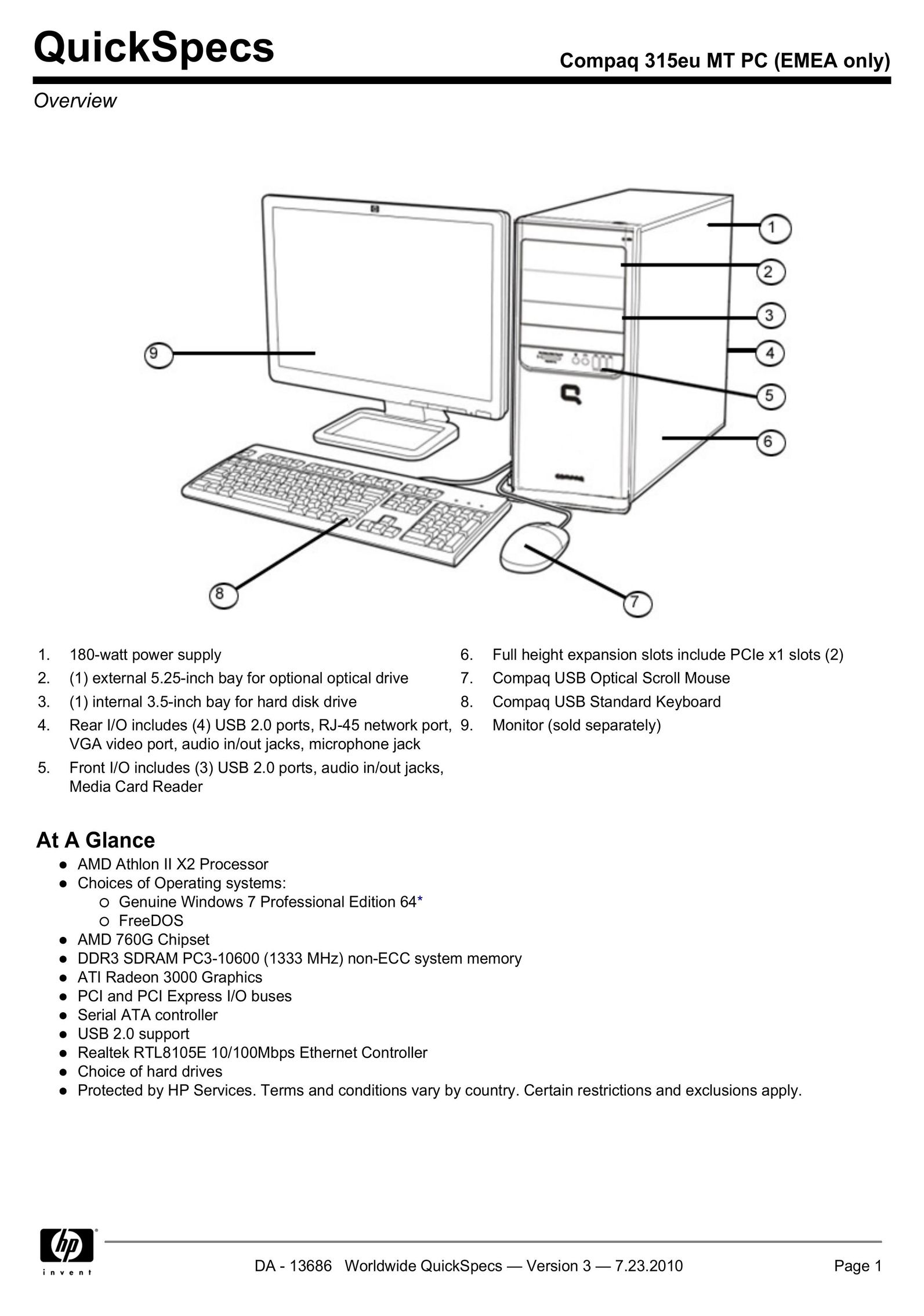 HP (Hewlett-Packard) 315EU Personal Computer User Manual