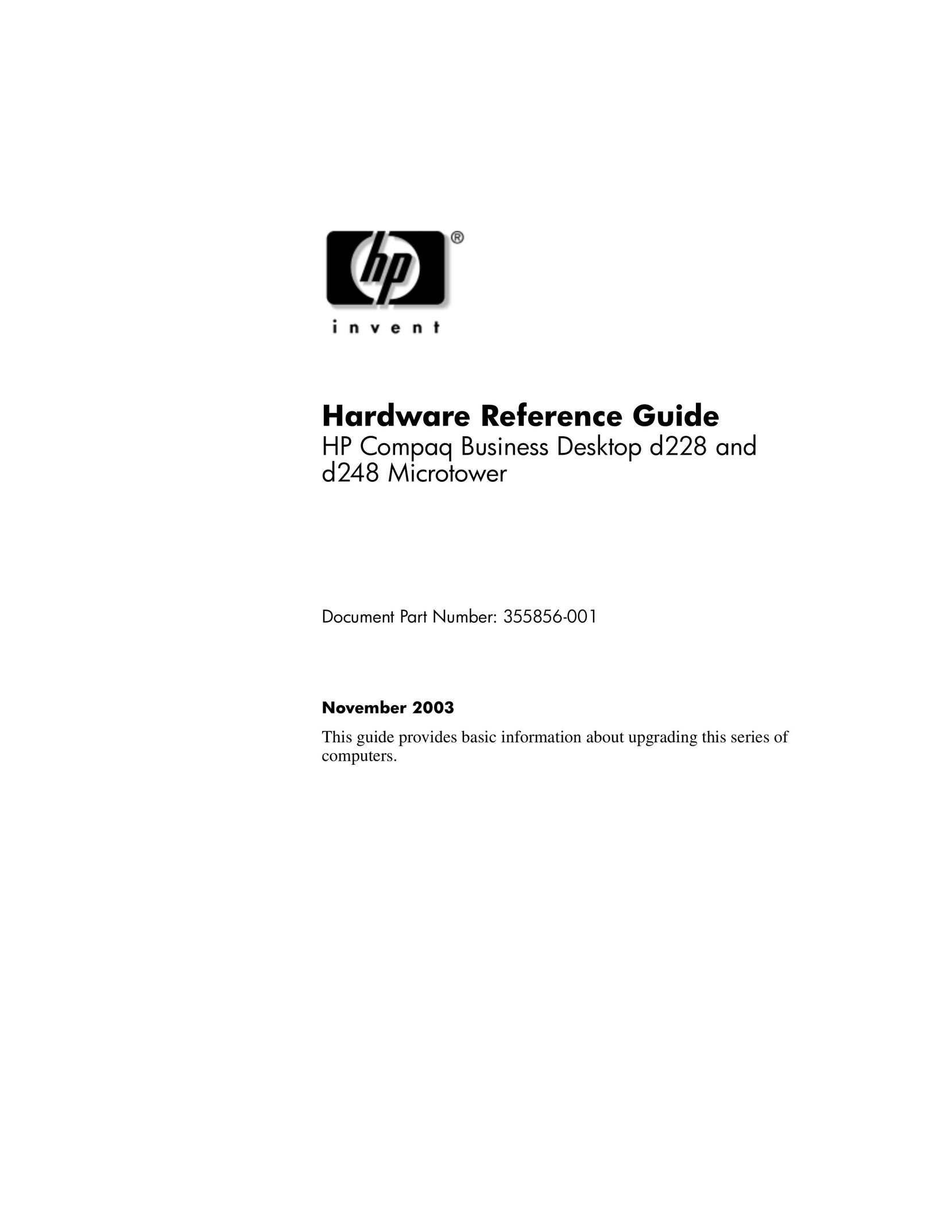 HP (Hewlett-Packard) 355856-001 Personal Computer User Manual