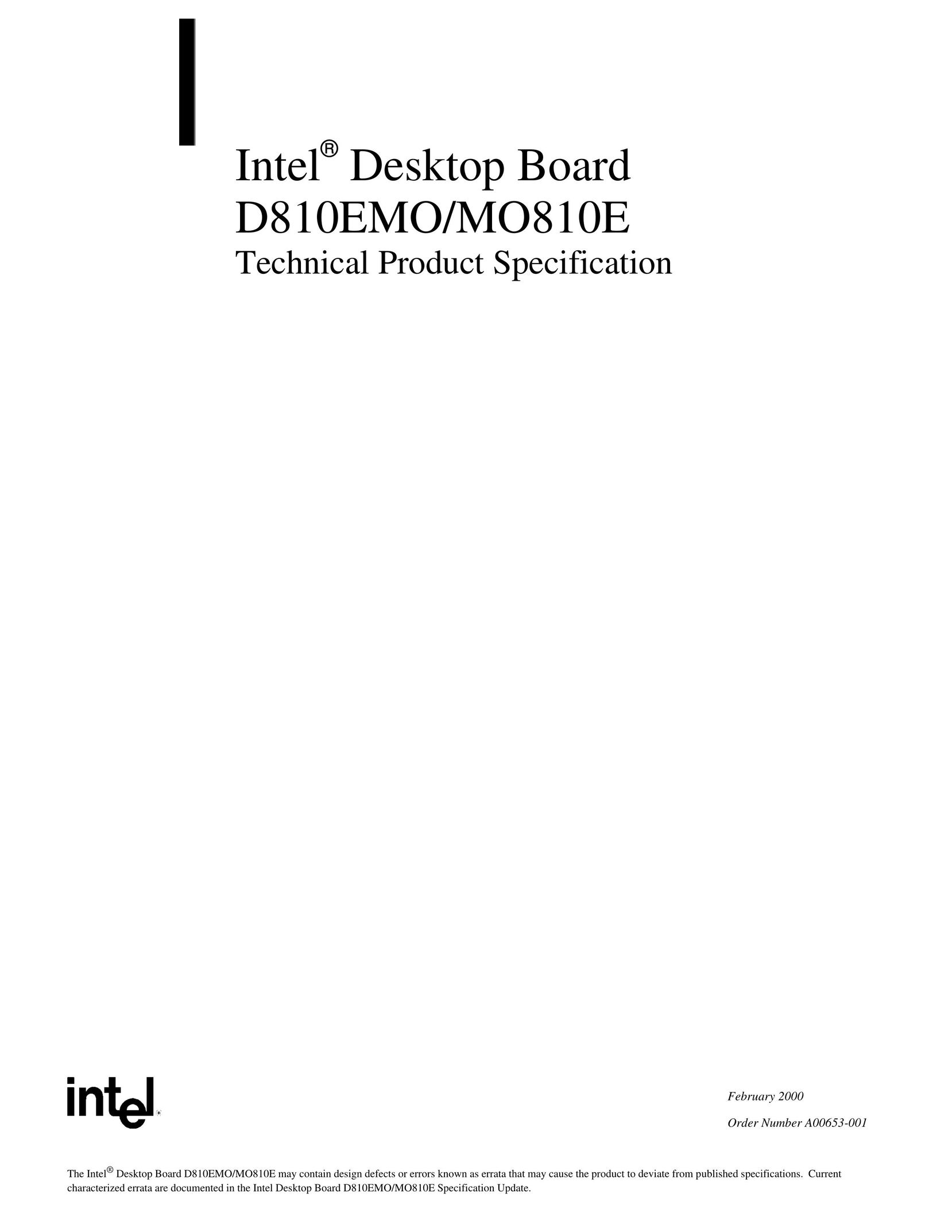 Intel D810EMO Personal Computer User Manual