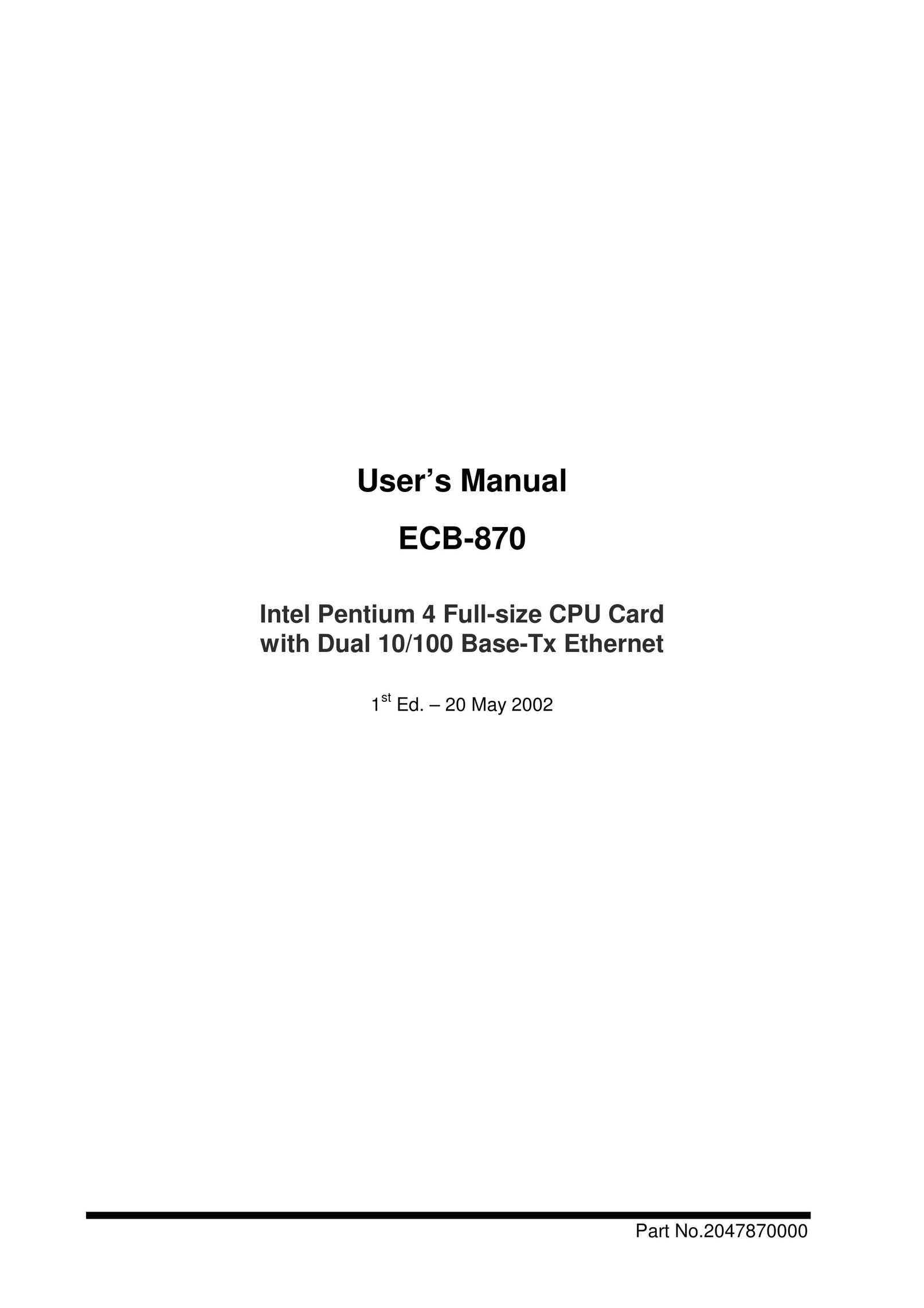 Intel ECB-870 Personal Computer User Manual