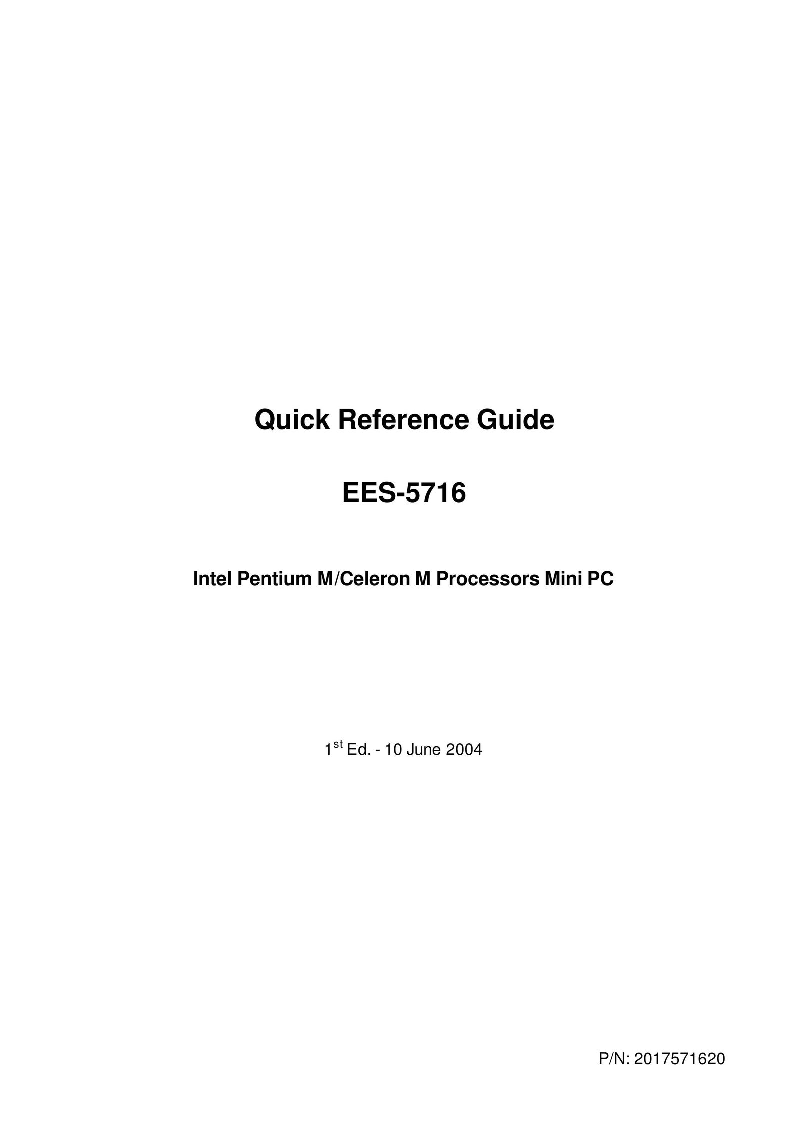 Intel Intel Pentium M/Celeron M Processors Mini PC Personal Computer User Manual