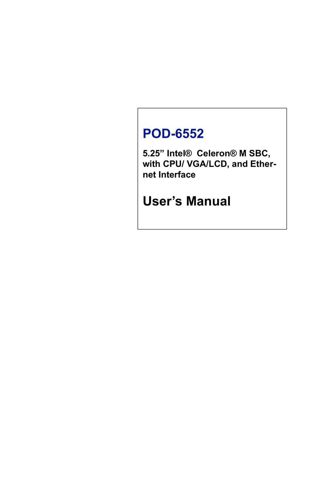 Intel POD-6552 Personal Computer User Manual