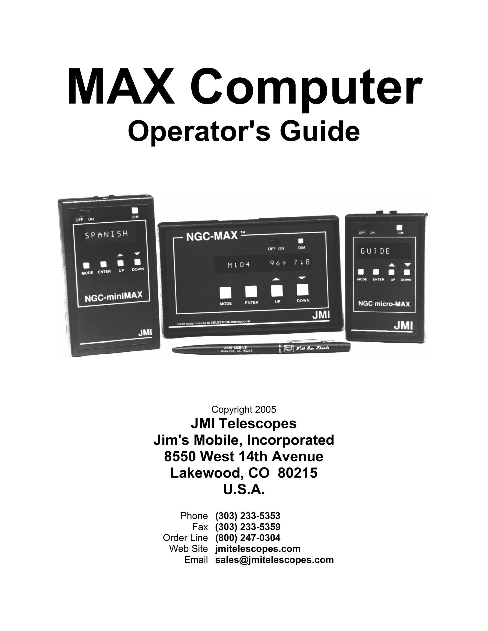 JMI Telescopes MAX Computer Personal Computer User Manual