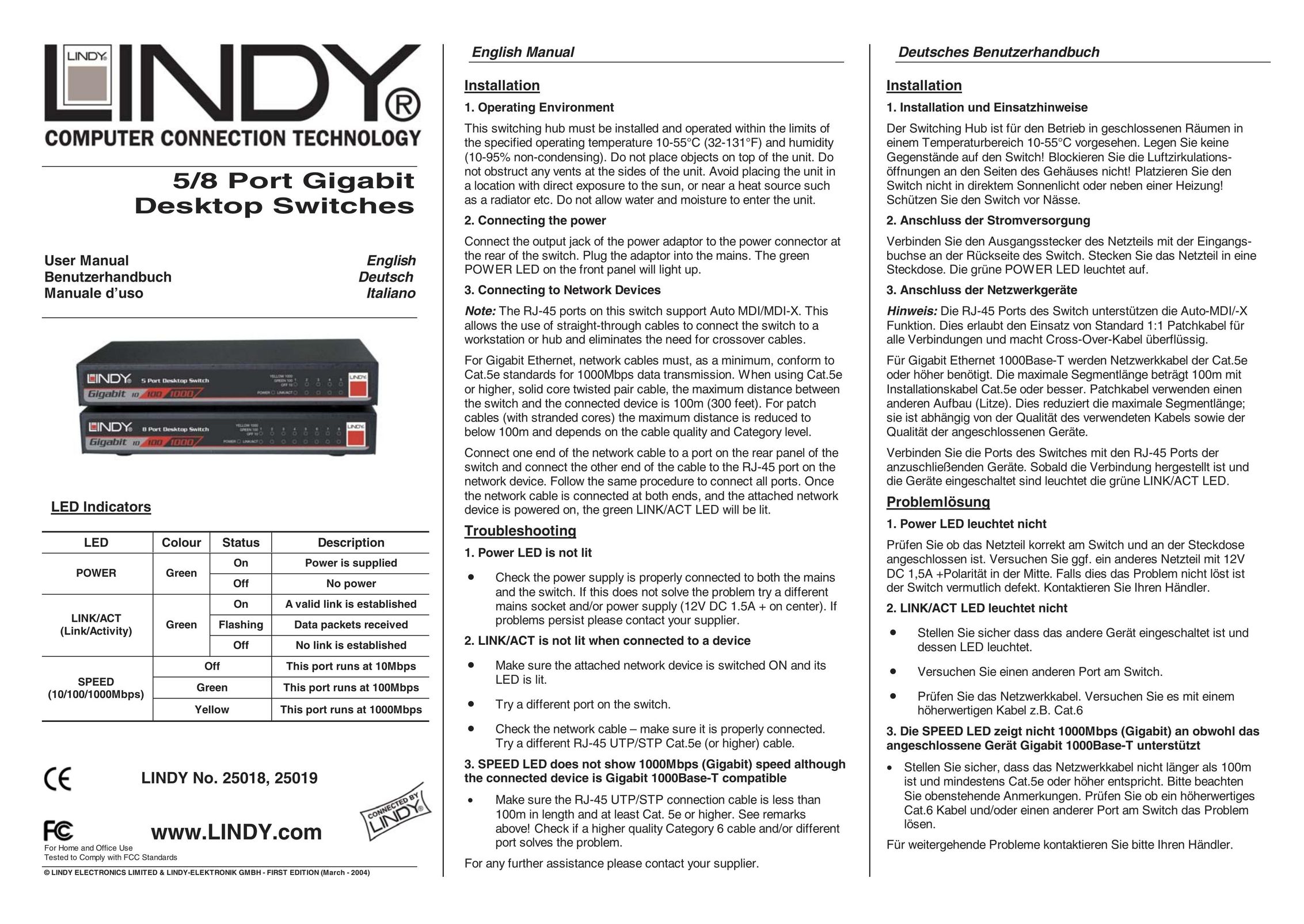 Lindy 25018 Personal Computer User Manual