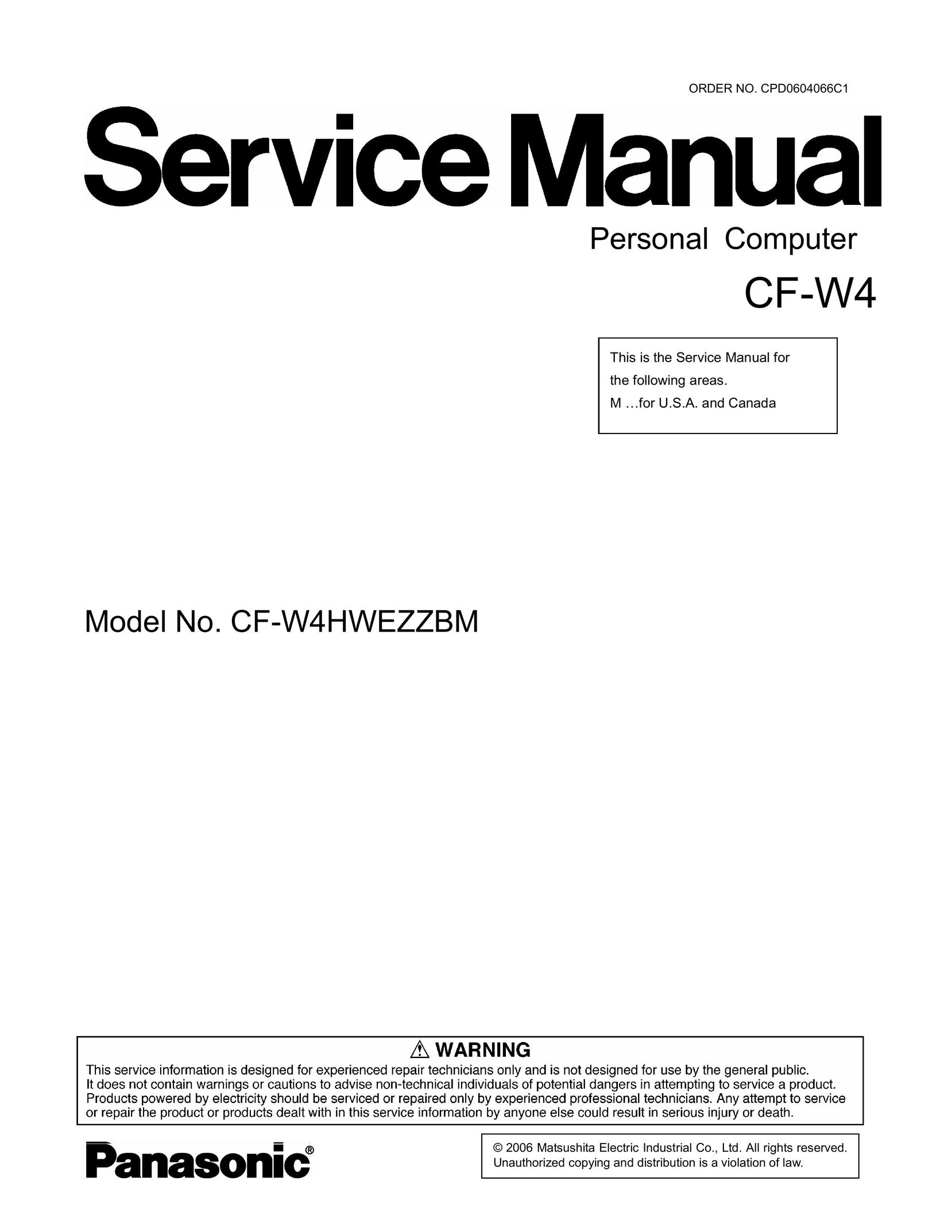 Matsushita CF-W4HWEZZBM Personal Computer User Manual