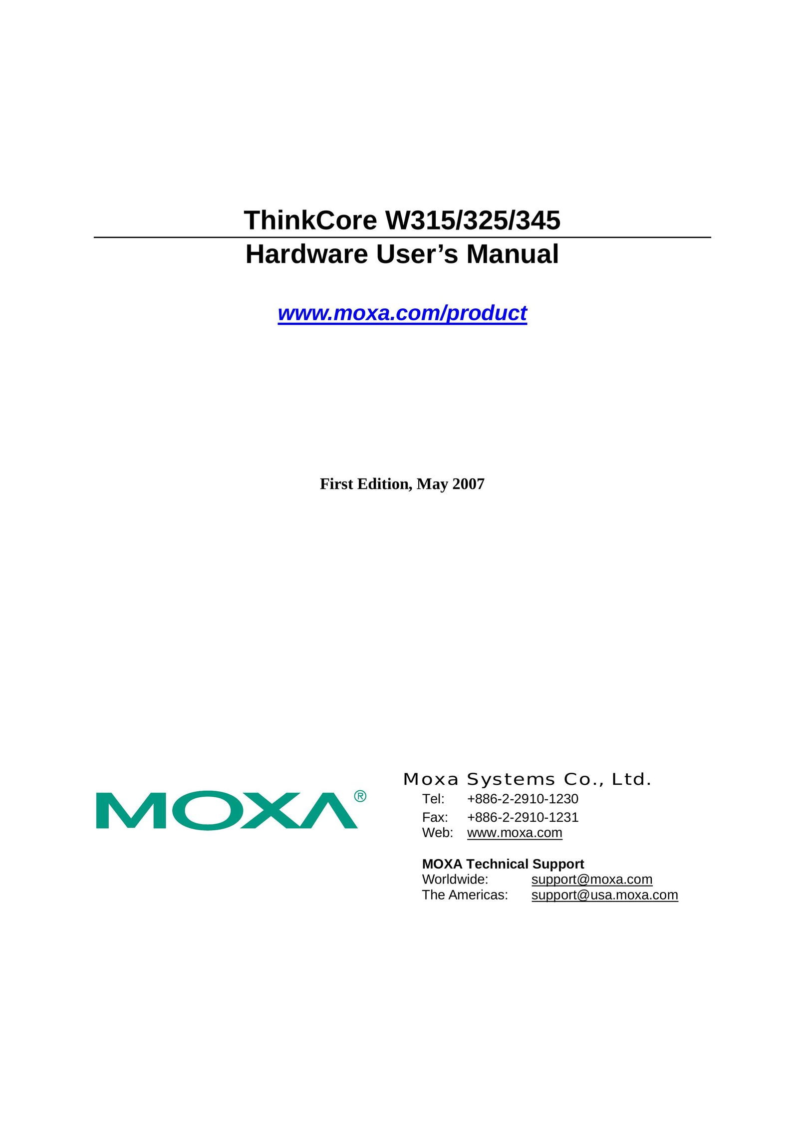 Moxa Technologies W315 Personal Computer User Manual