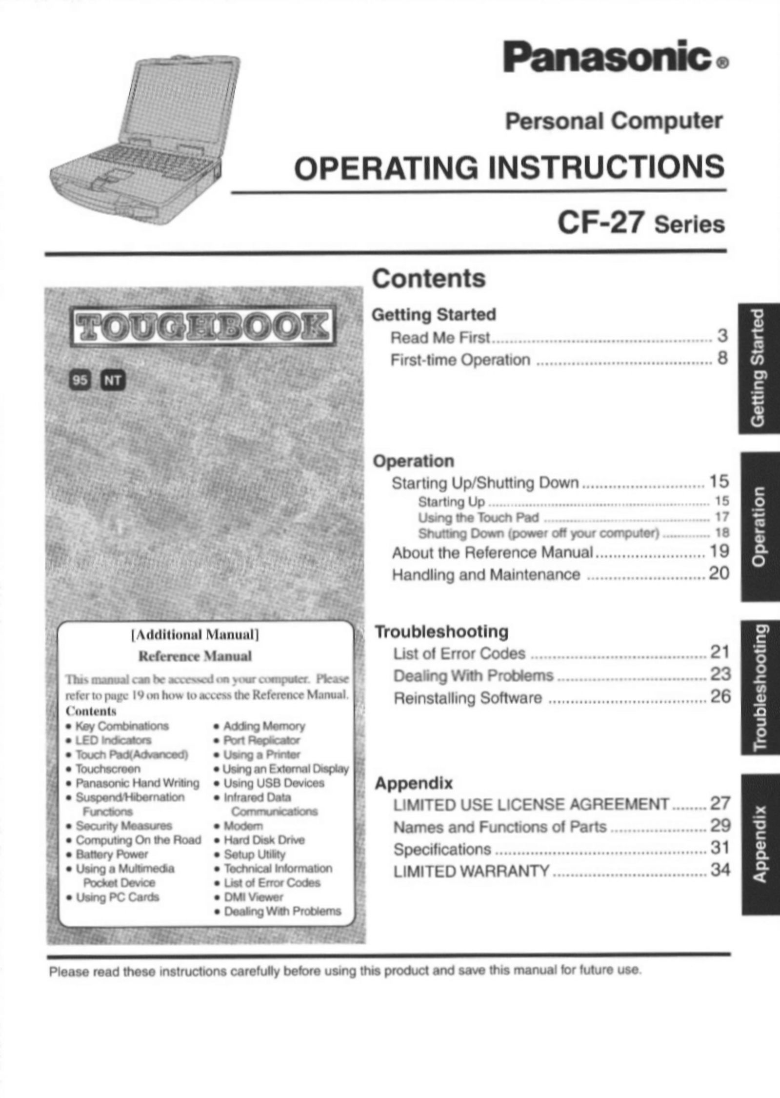 Panasonic CF-27 Personal Computer User Manual