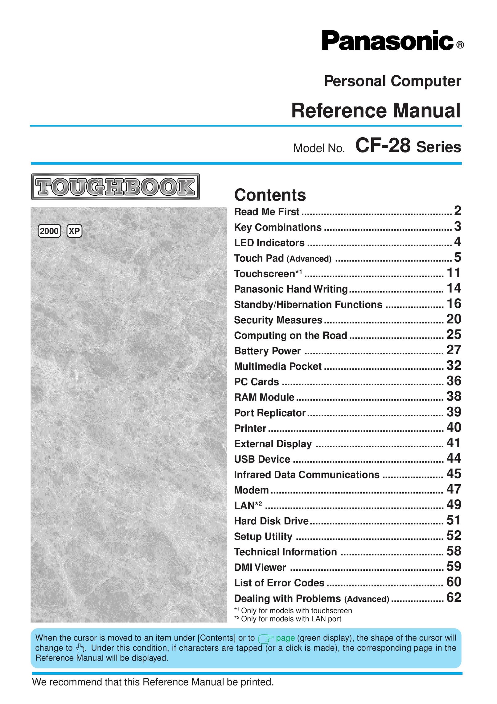Panasonic CF-28 Personal Computer User Manual