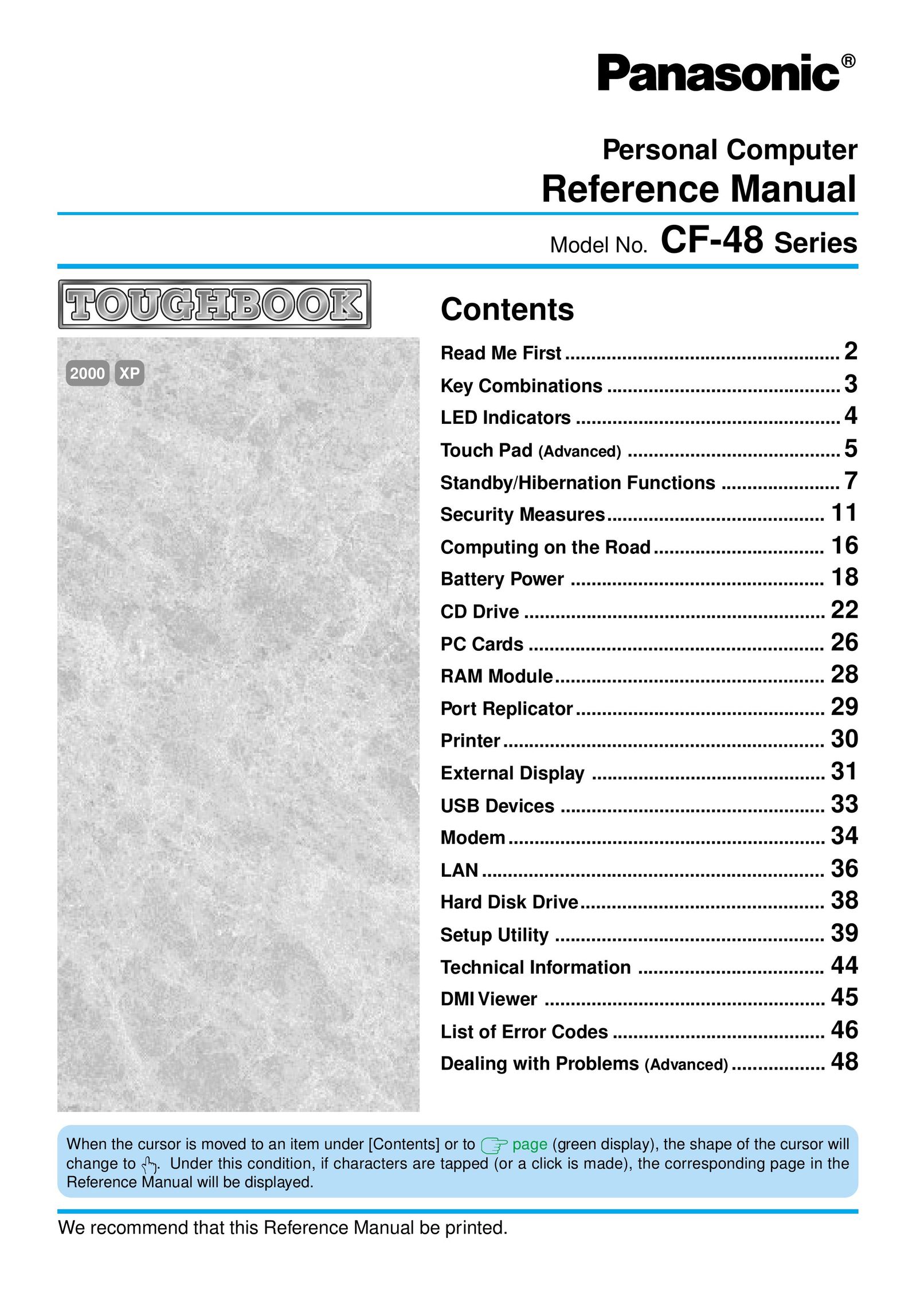 Panasonic CF-48 Series Personal Computer User Manual