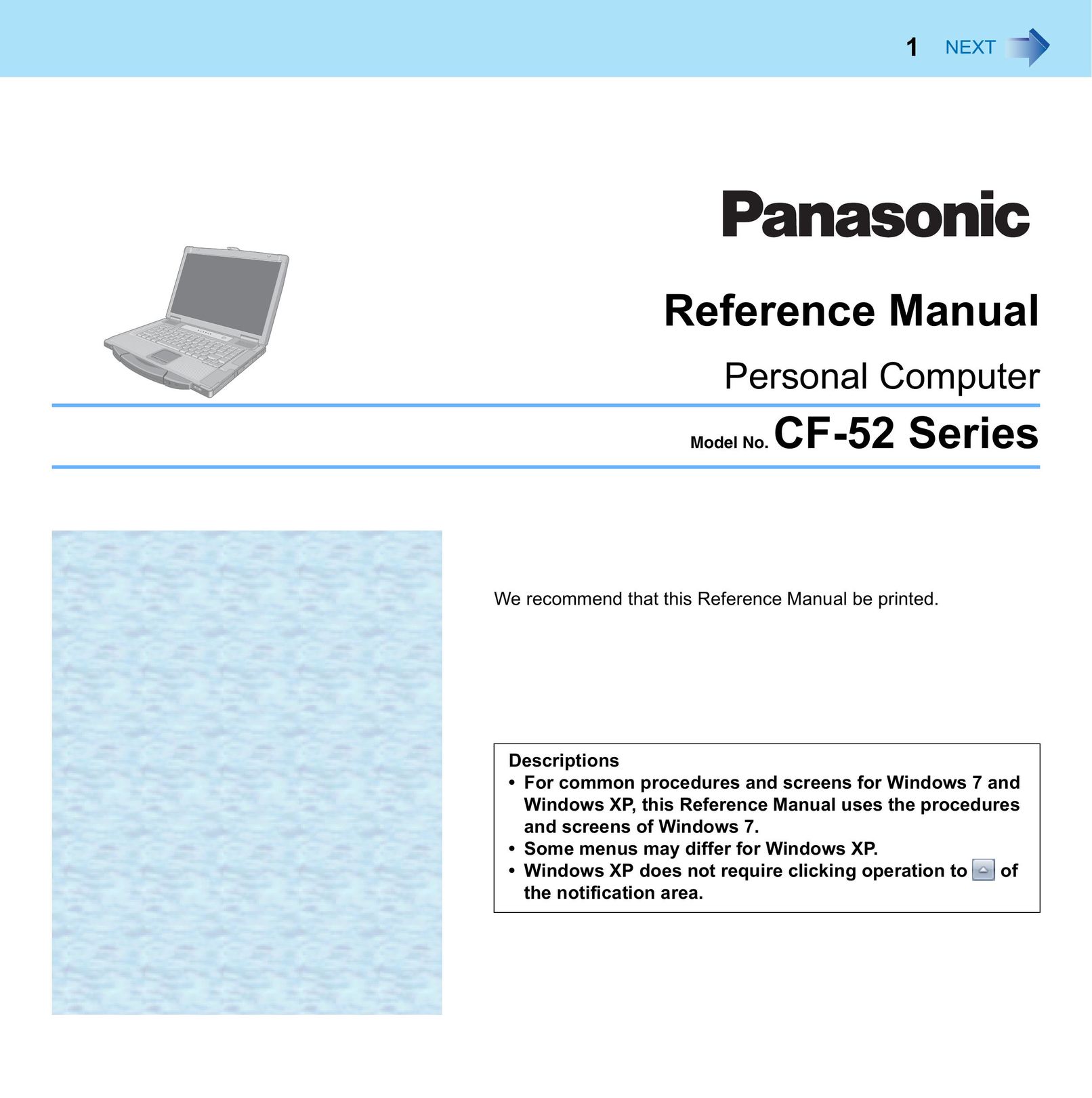 Panasonic CF-52 Personal Computer User Manual