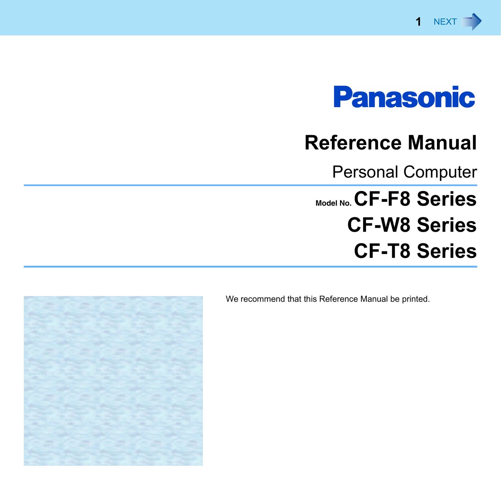 Panasonic CF-W8 Personal Computer User Manual