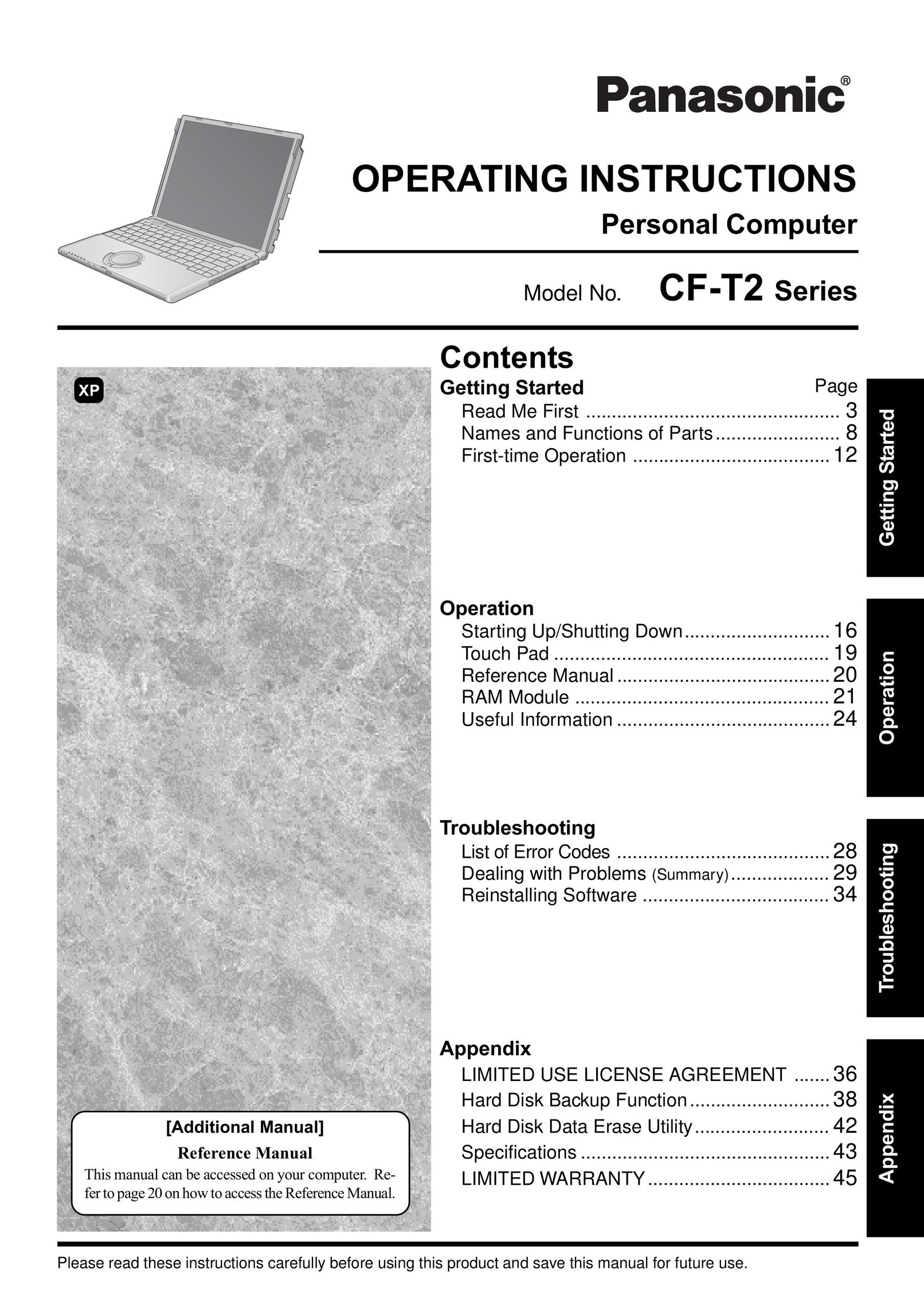 Panasonic CT-T2 Personal Computer User Manual